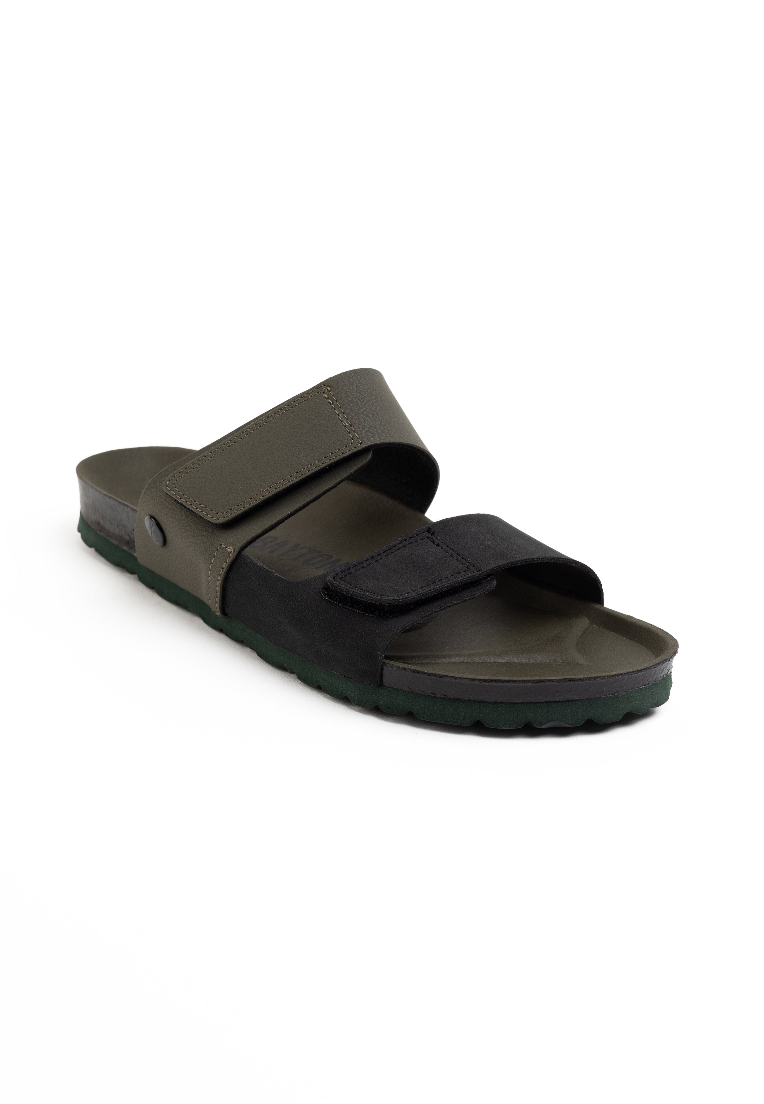 Gabian Black and Khaki 2-Strap Sandals