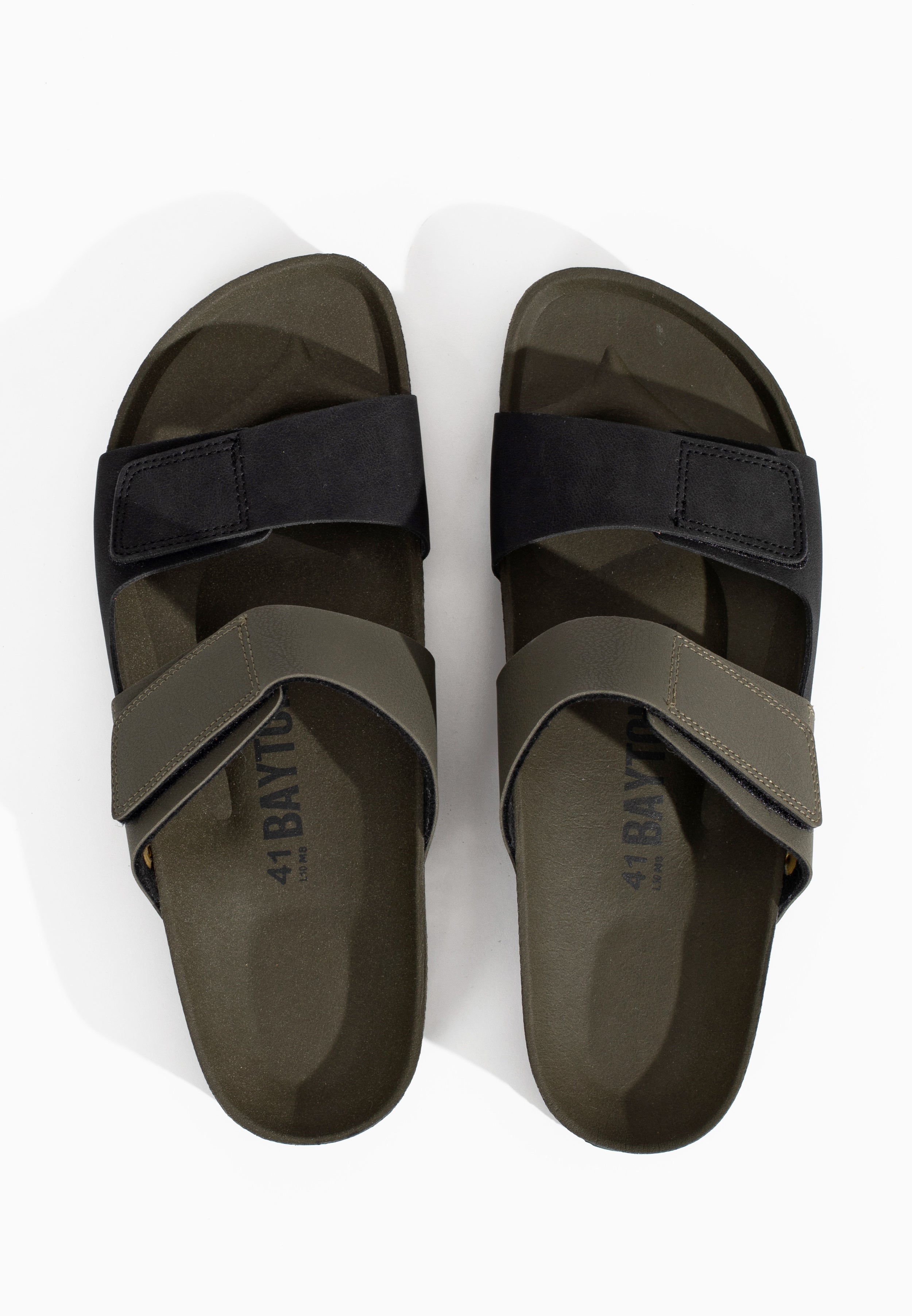 Gabian Black and Khaki 2-Strap Sandals