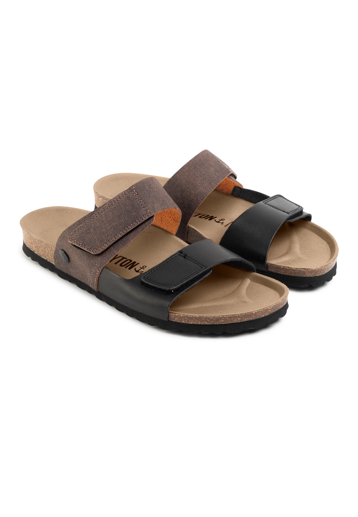 Gabian Black and Brown 2-Strap Sandals