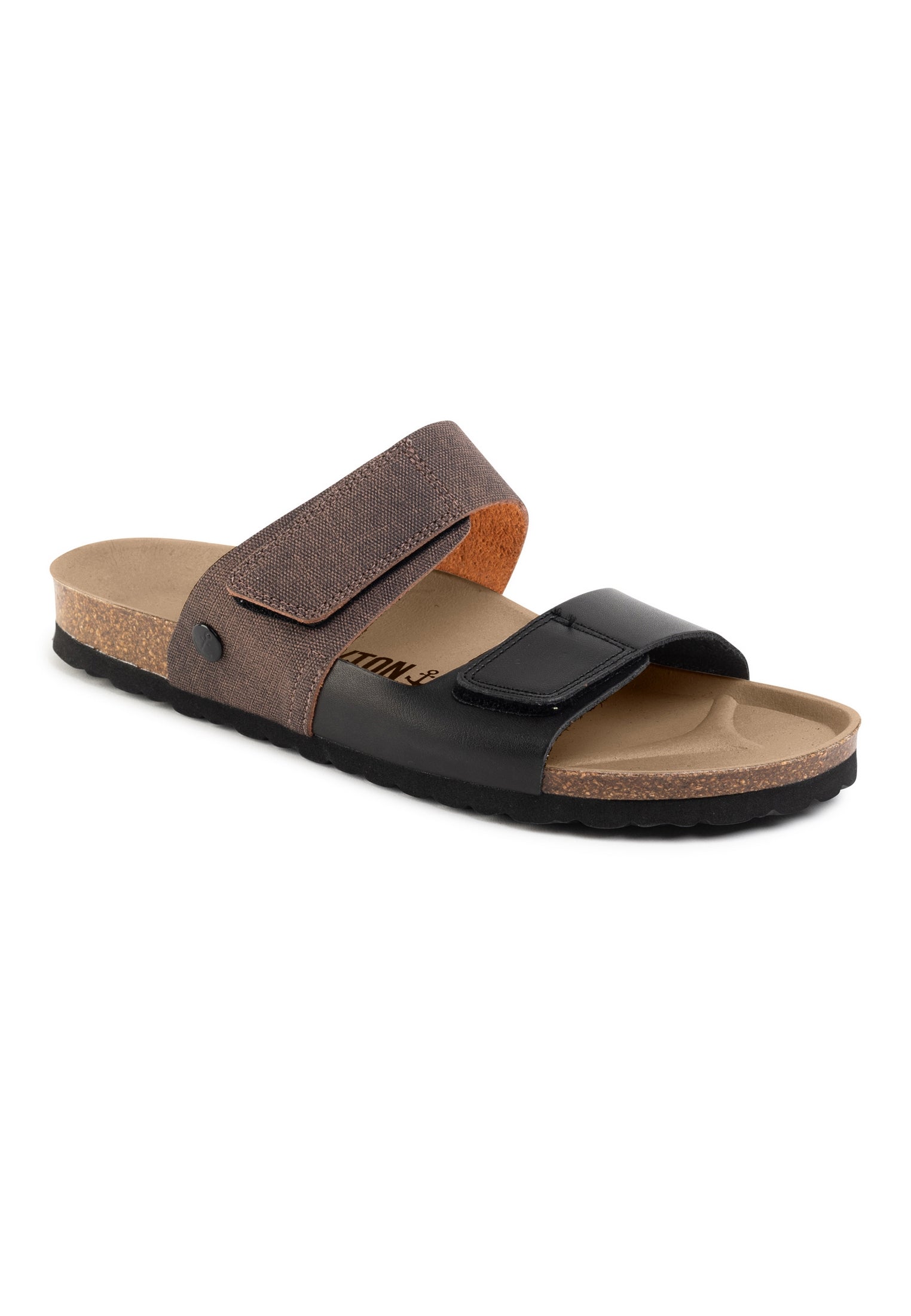 Sandales 2 Brides Gabian Noir Et Marron