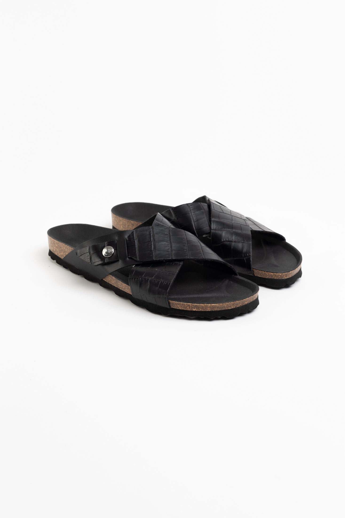 Gandhi Black 2 Strap Sandals