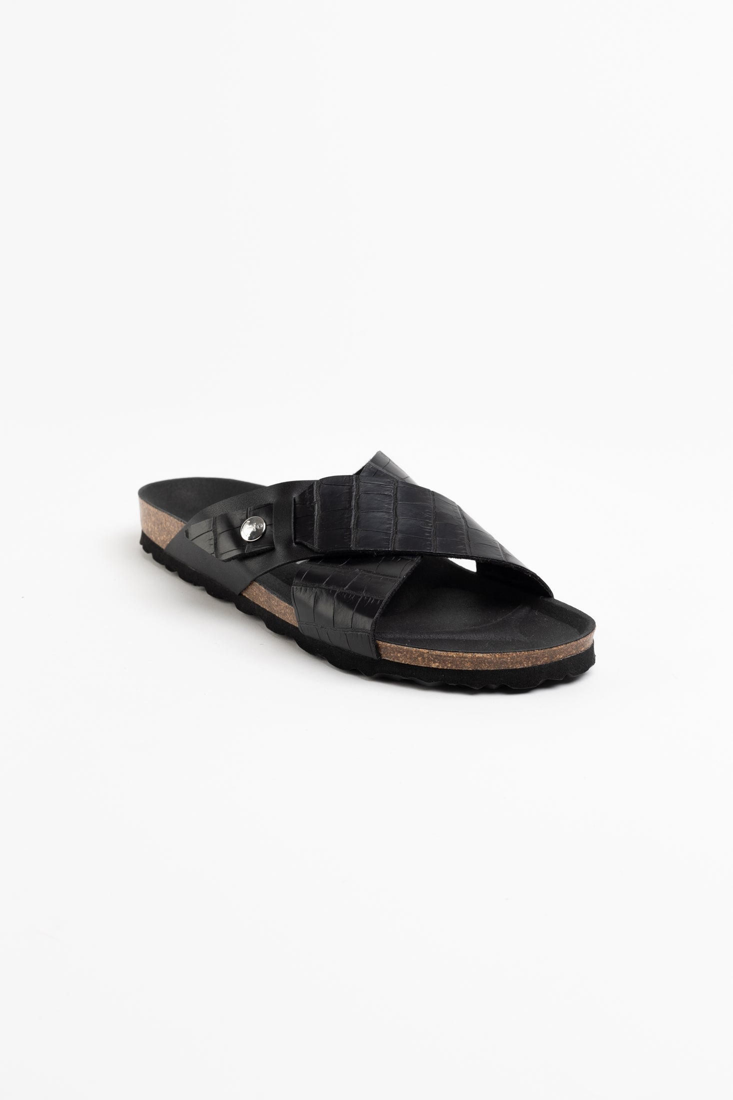 Gandhi Black 2 Strap Sandals