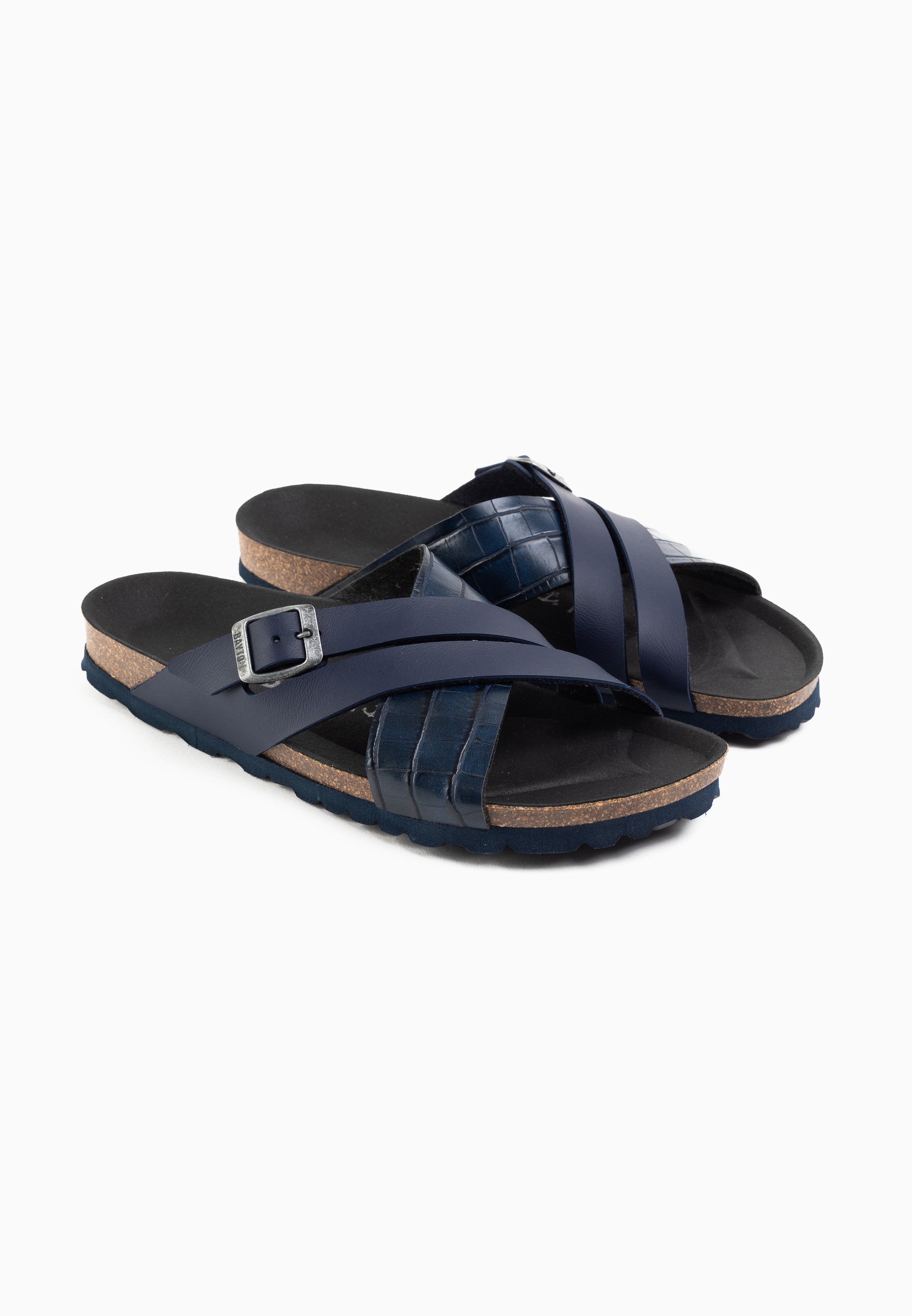 Gautier Navy Blue Multi-Strap Sandals