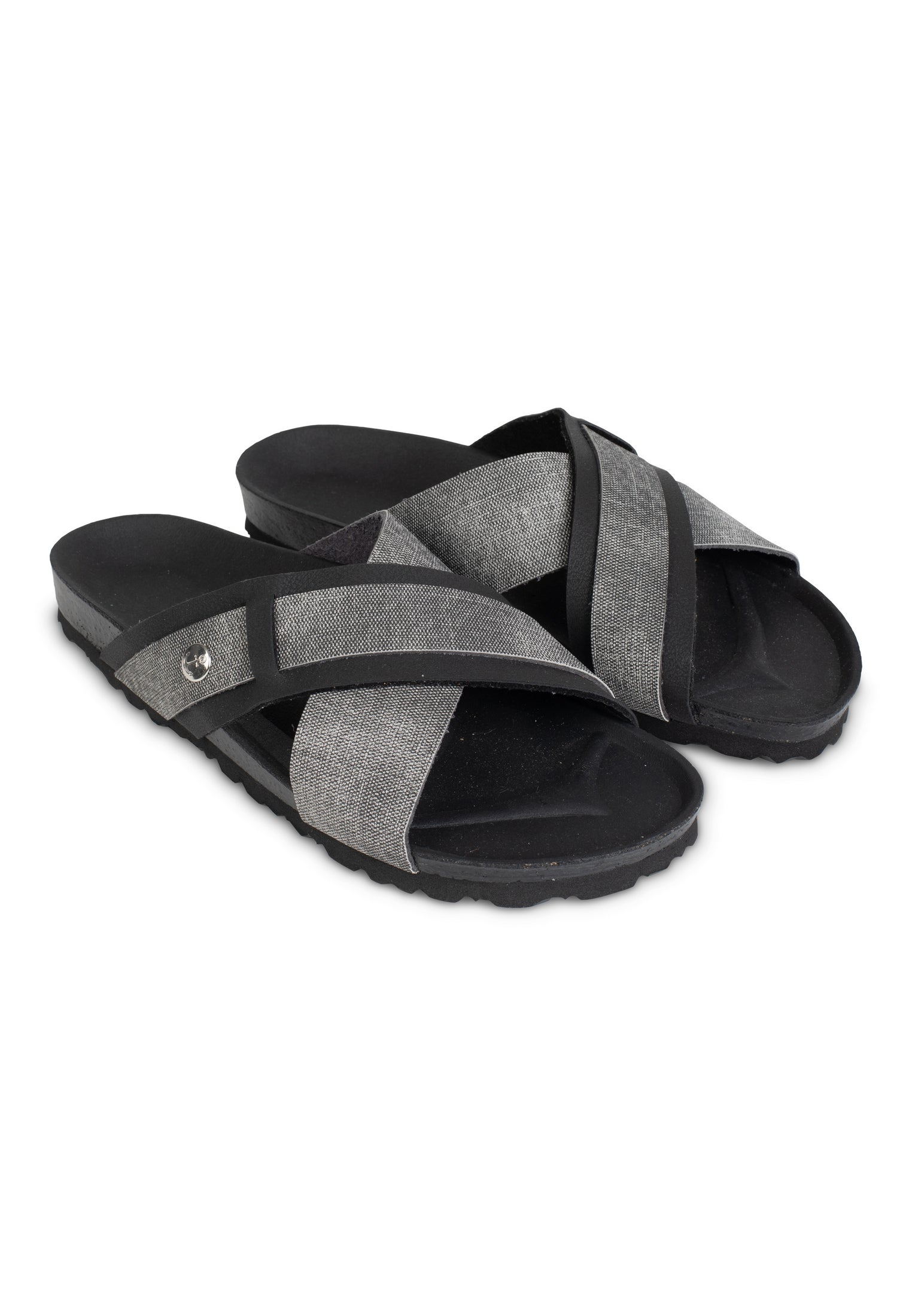 Sandalias Gianni 2 Tiras Gris Y Negro