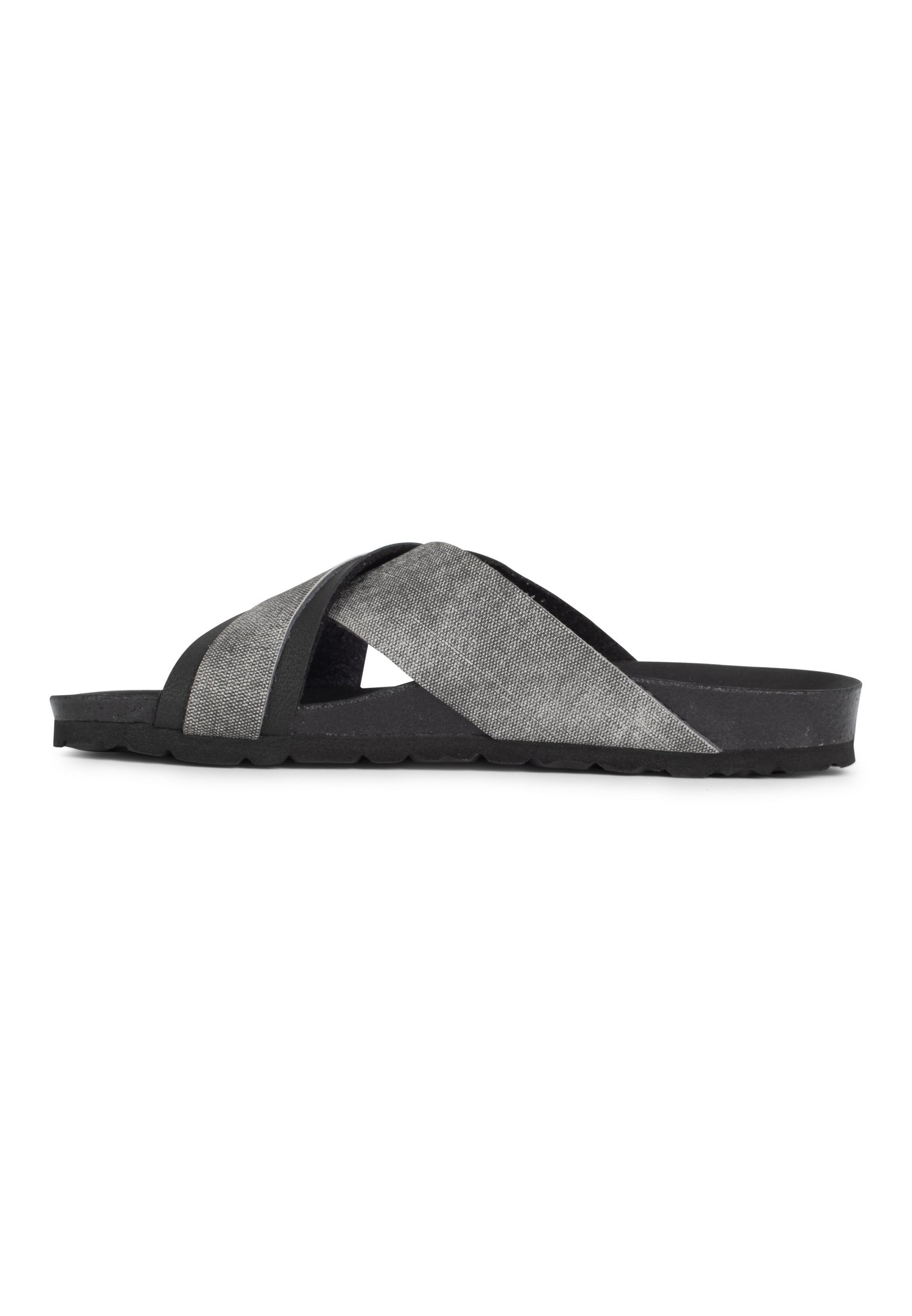 Sandalias Gianni 2 Tiras Gris Y Negro