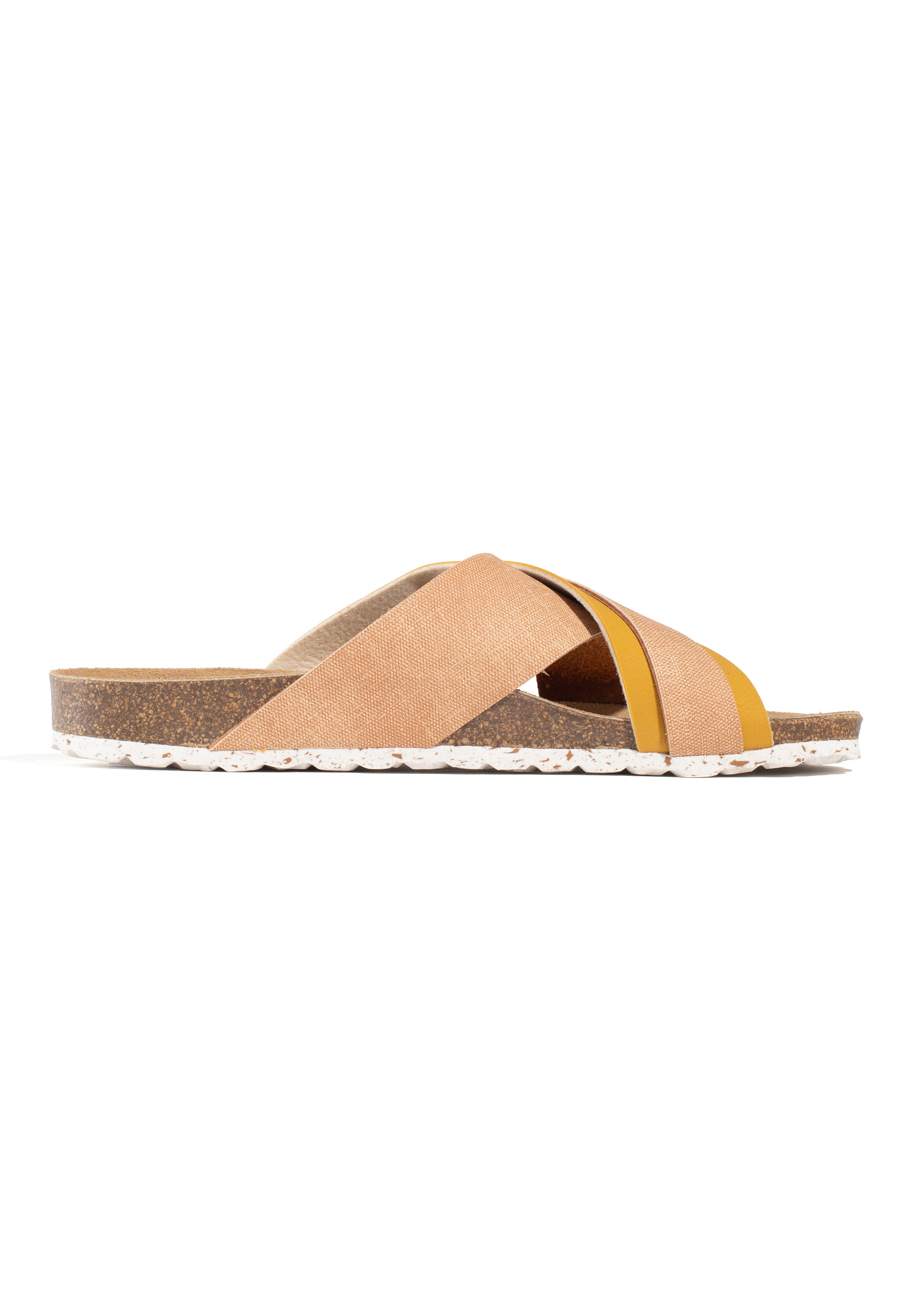 Gianni Beige and Camel 2 Strap Sandals