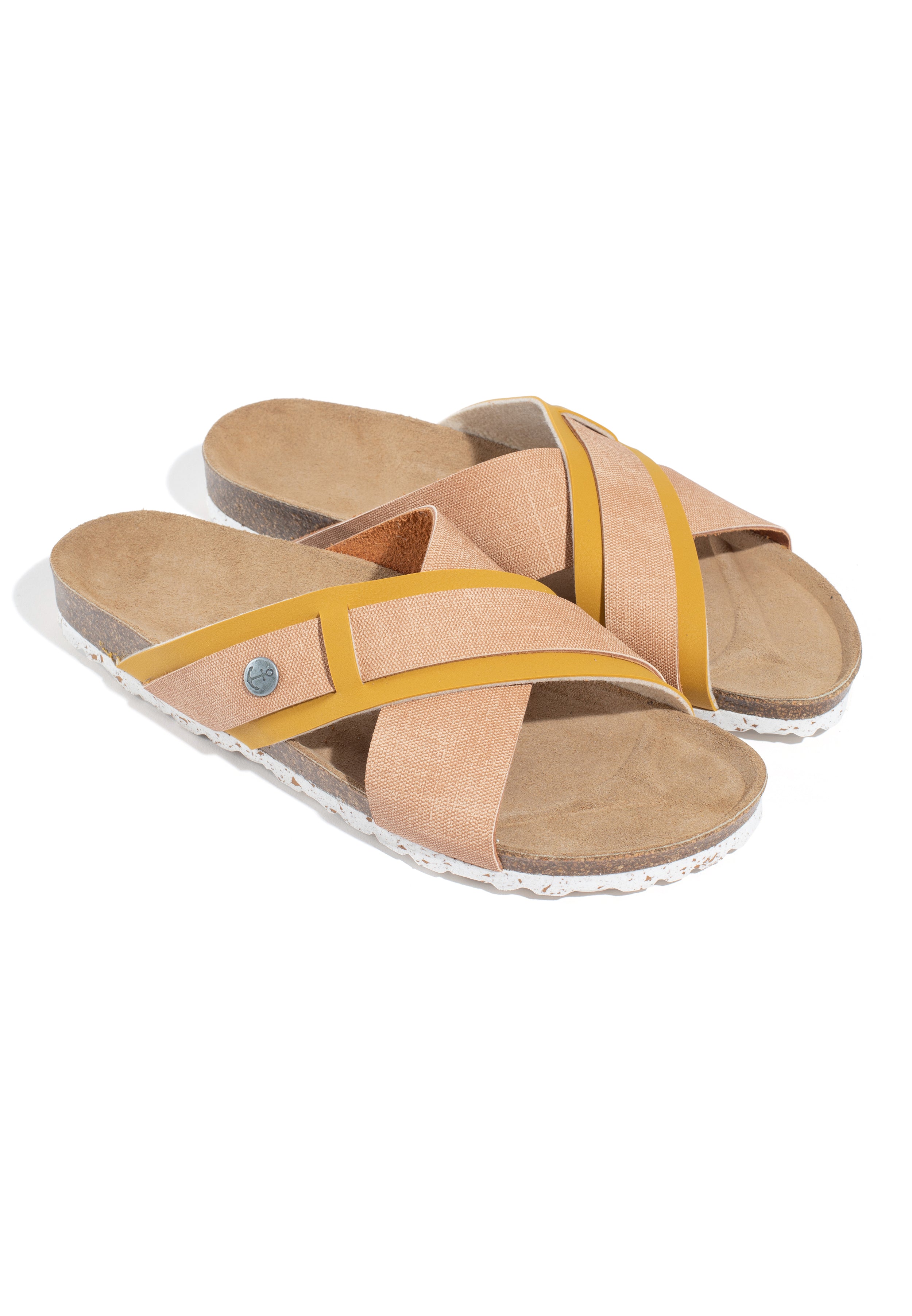 Sandales 2 Brides Gianni Beige Et Camel