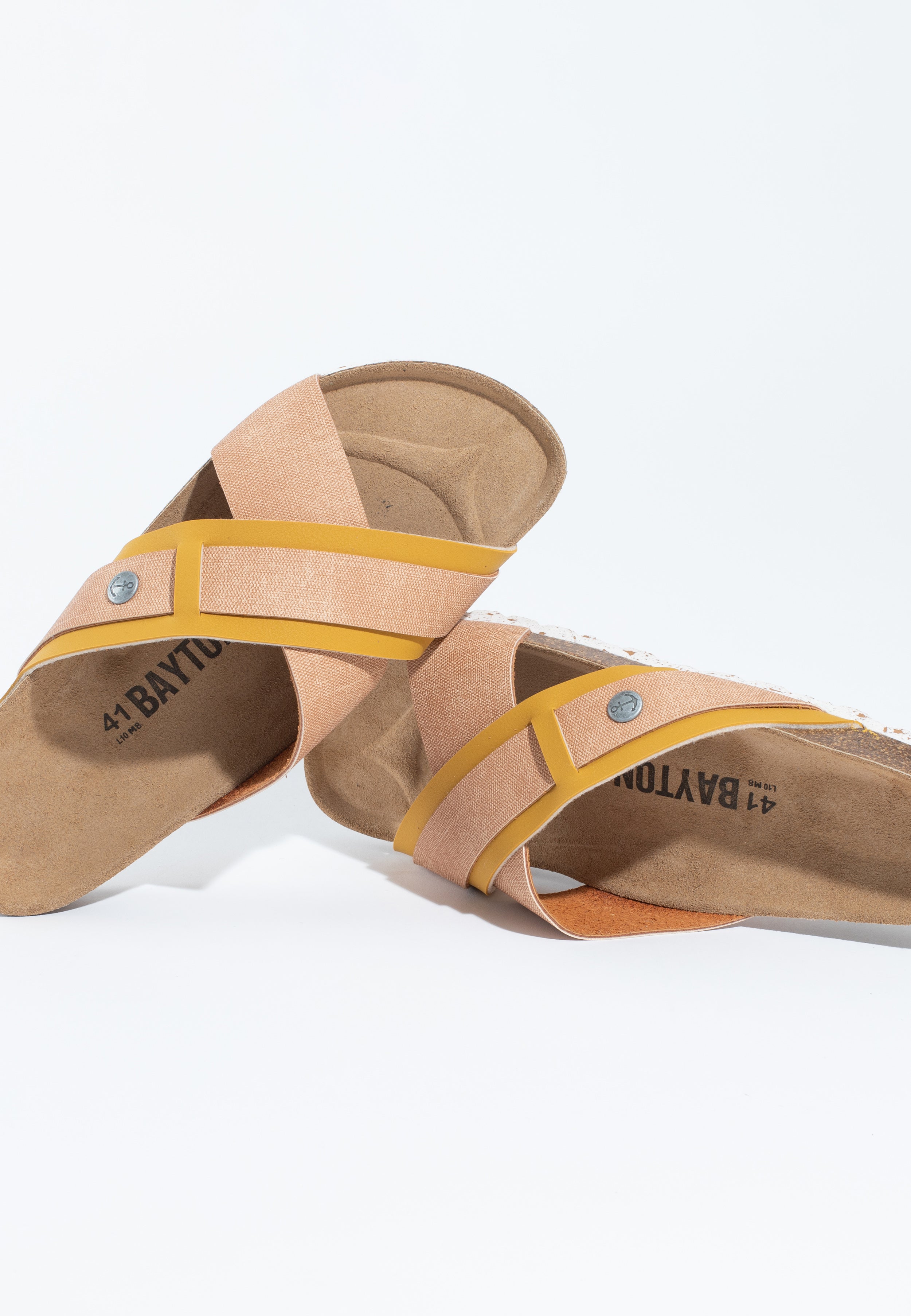 Gianni Beige and Camel 2 Strap Sandals