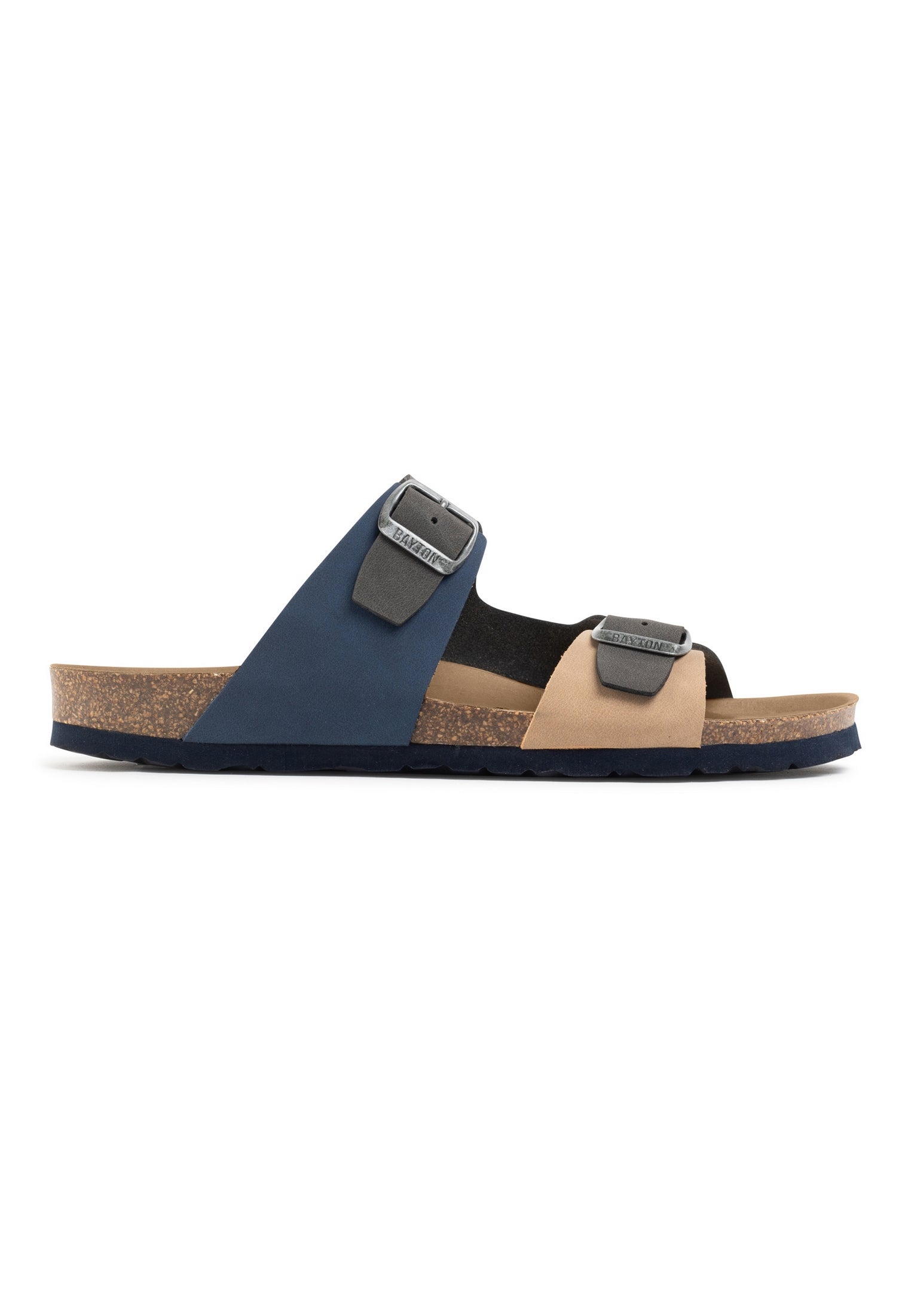 Sandalias Ilithyie 2 Tiras Azul Marino Y Beige Y Gris