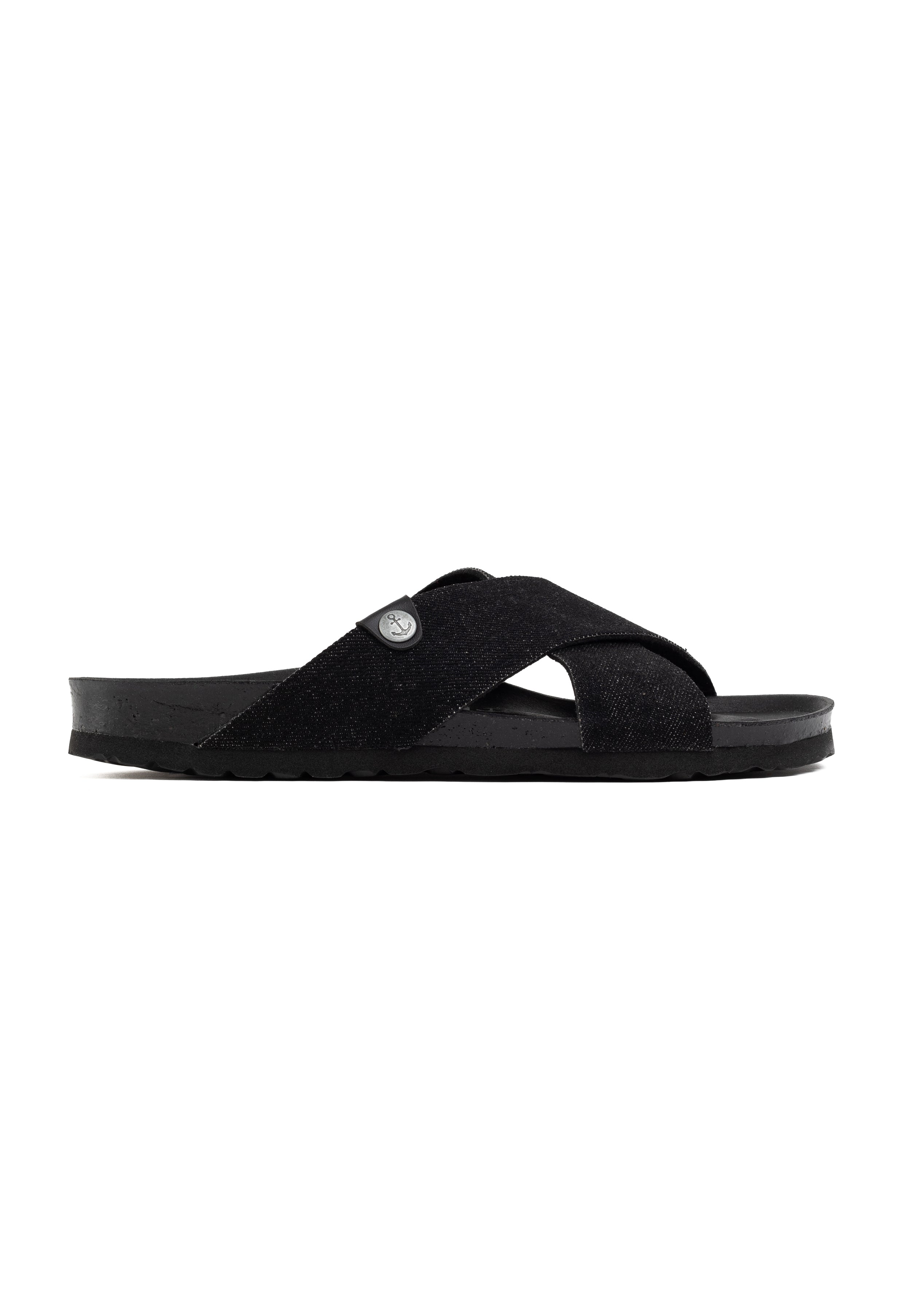 Saxo Black Denim 2 Strap Sandals