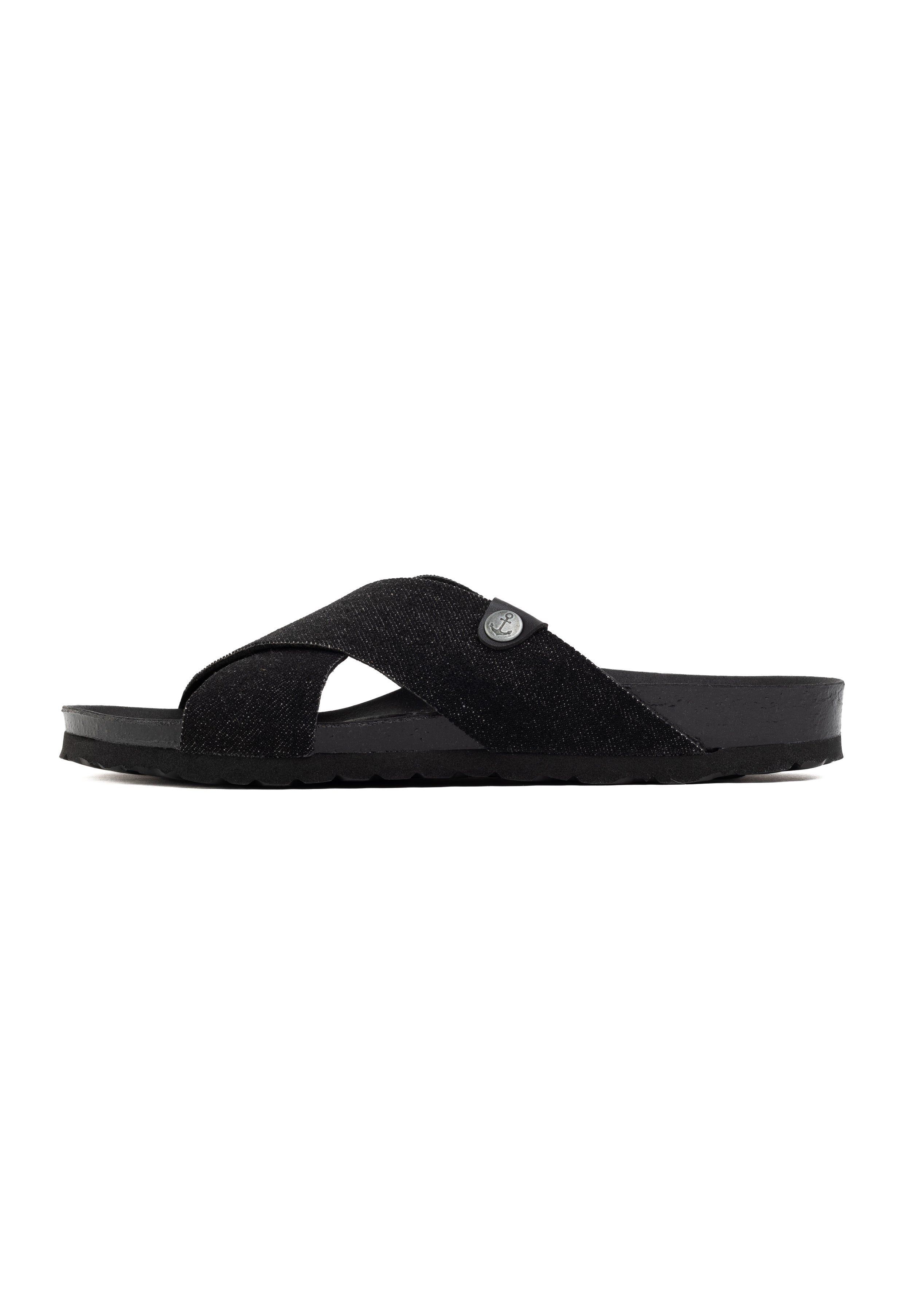 Saxo Black Denim 2 Strap Sandals