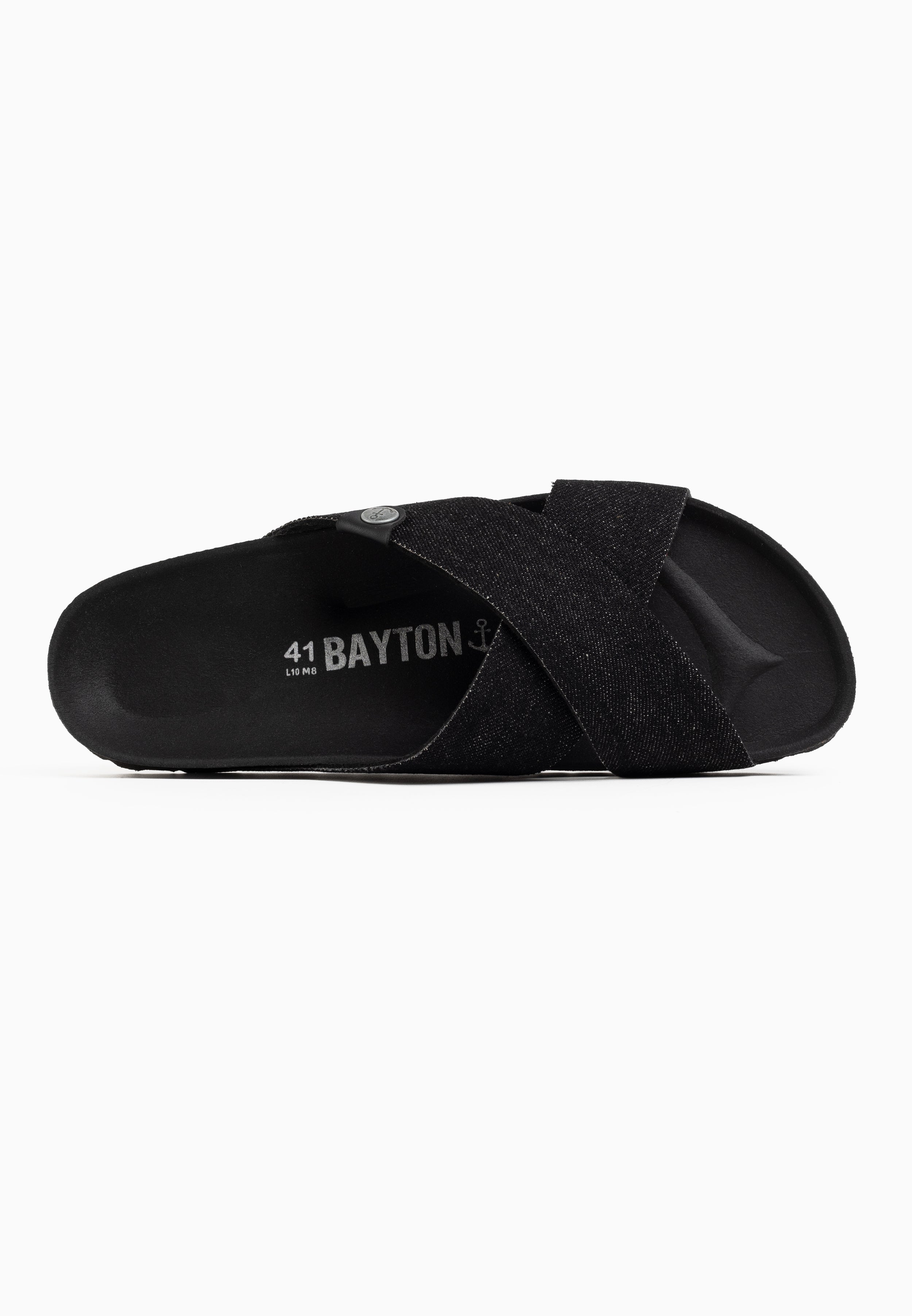 Saxo Black Denim 2 Strap Sandals