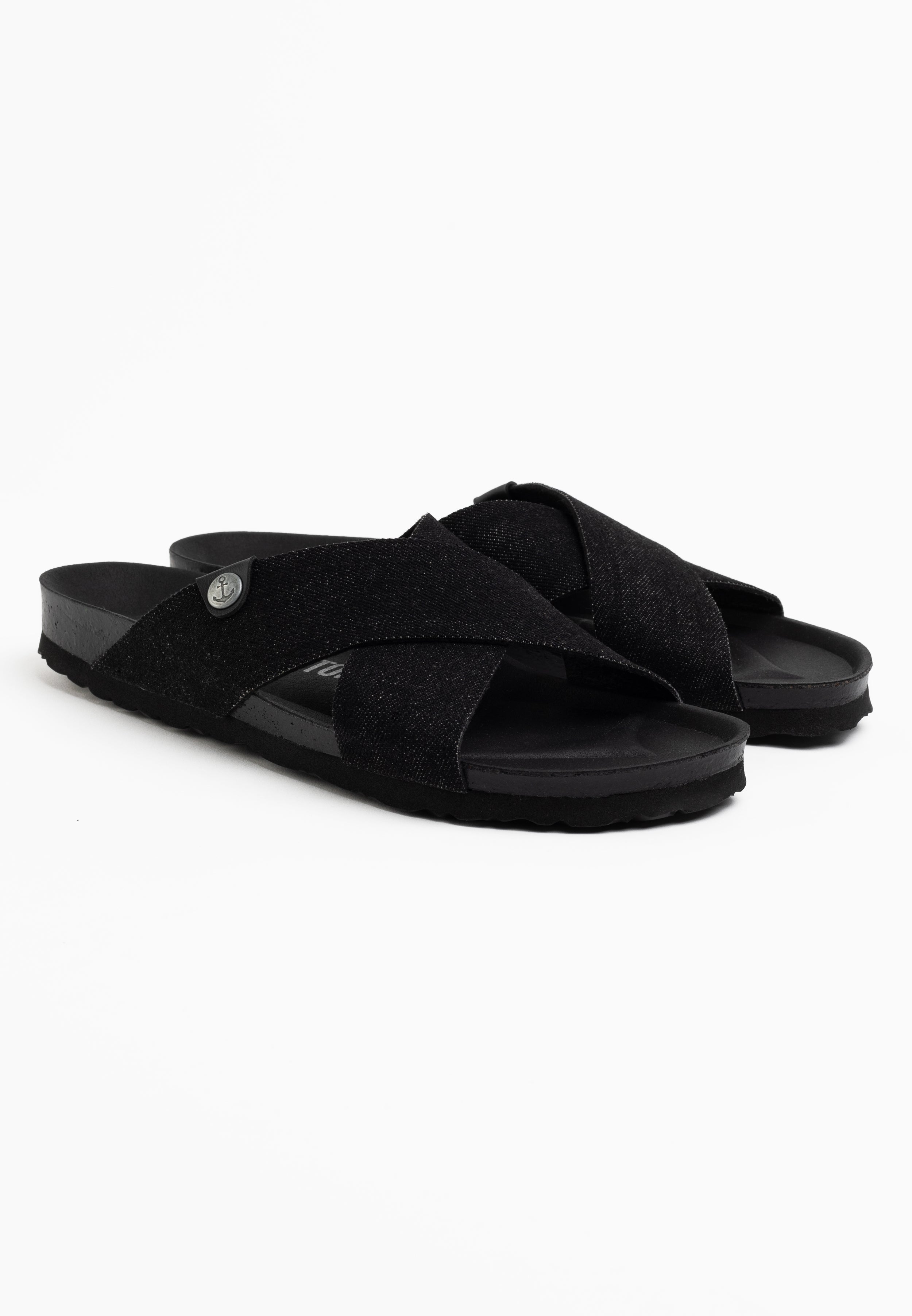 Sandalias Saxo De 2 Tiras Denim Negro