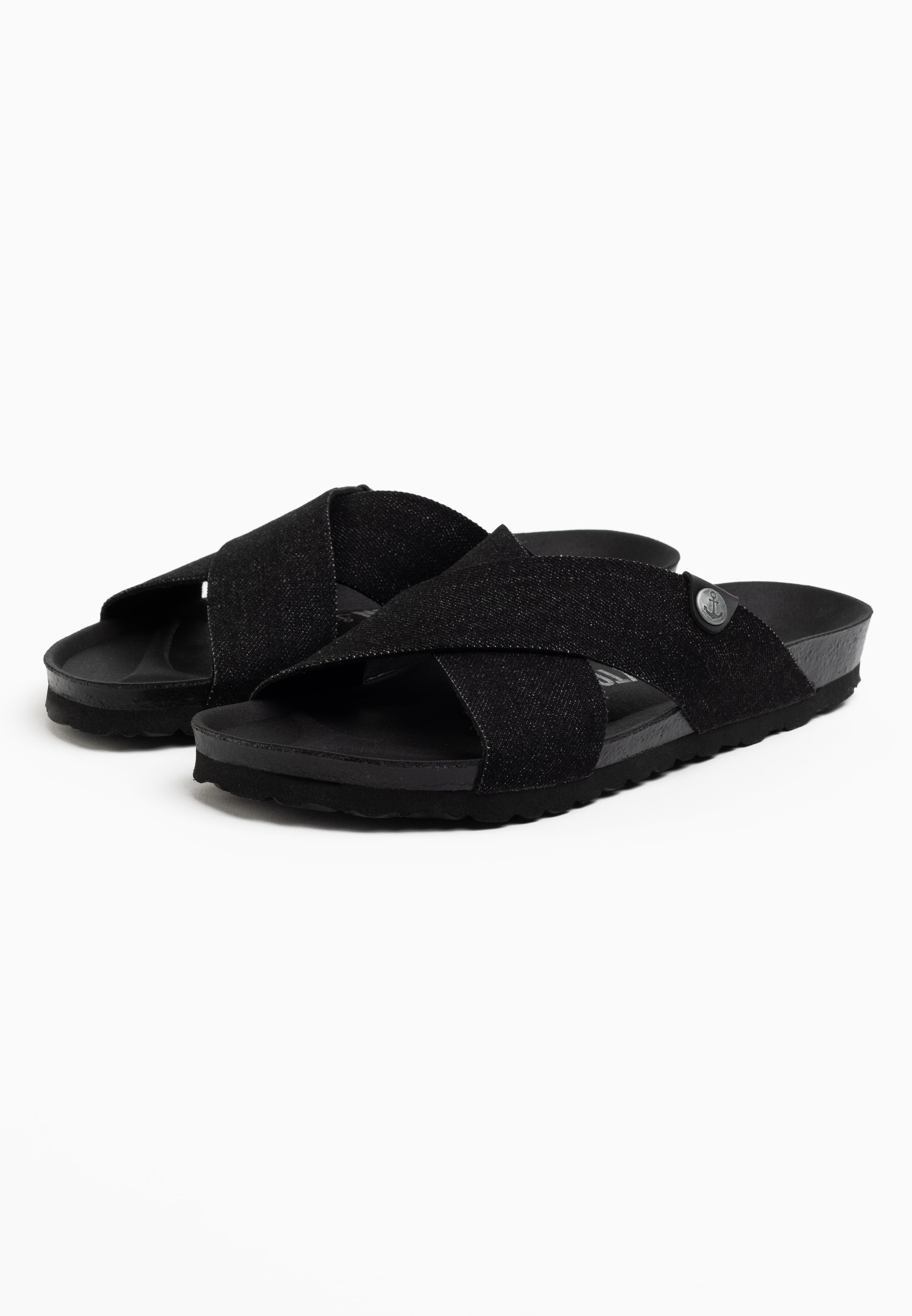 Sandalias Saxo De 2 Tiras Denim Negro