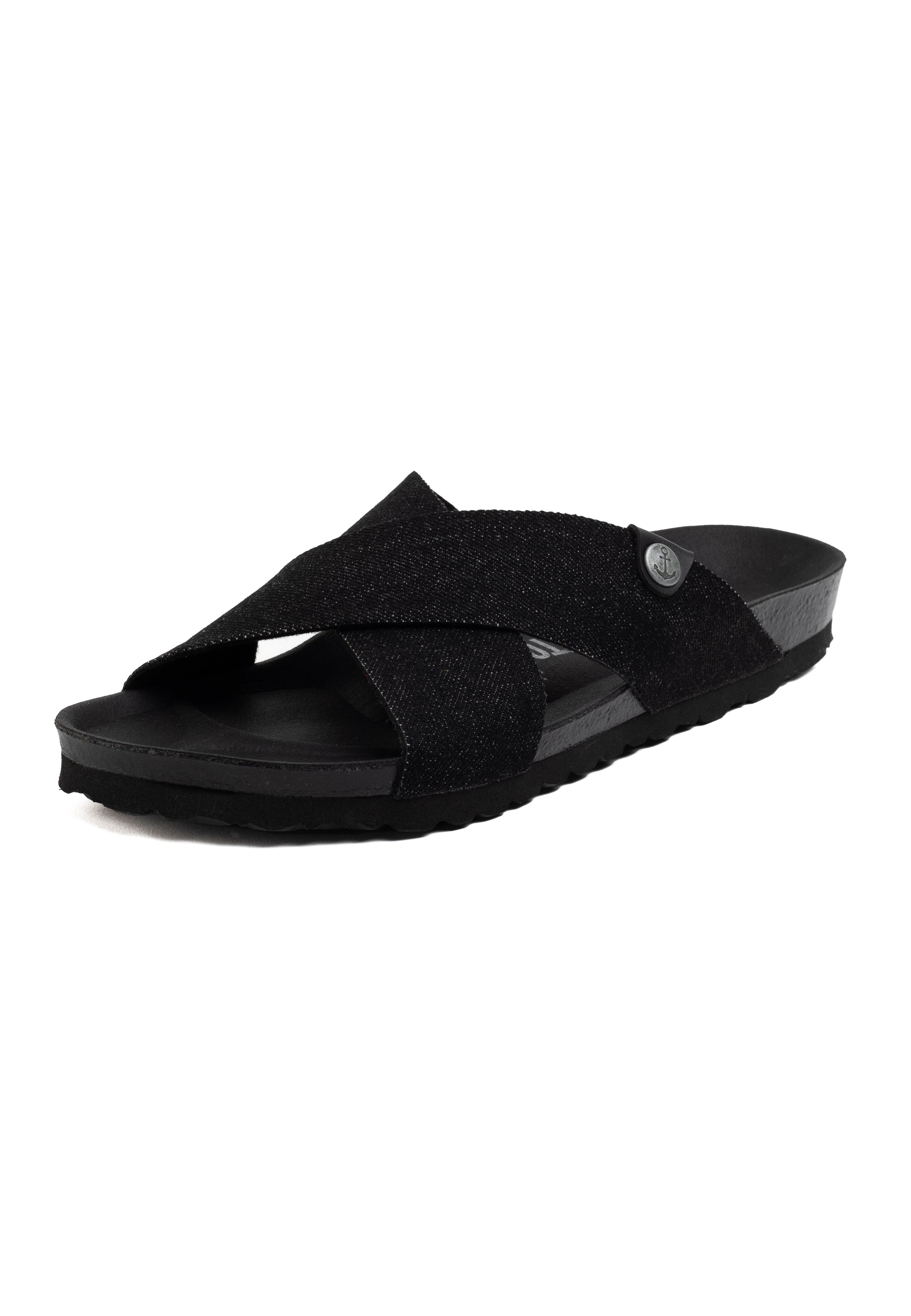 Sandalias Saxo De 2 Tiras Denim Negro