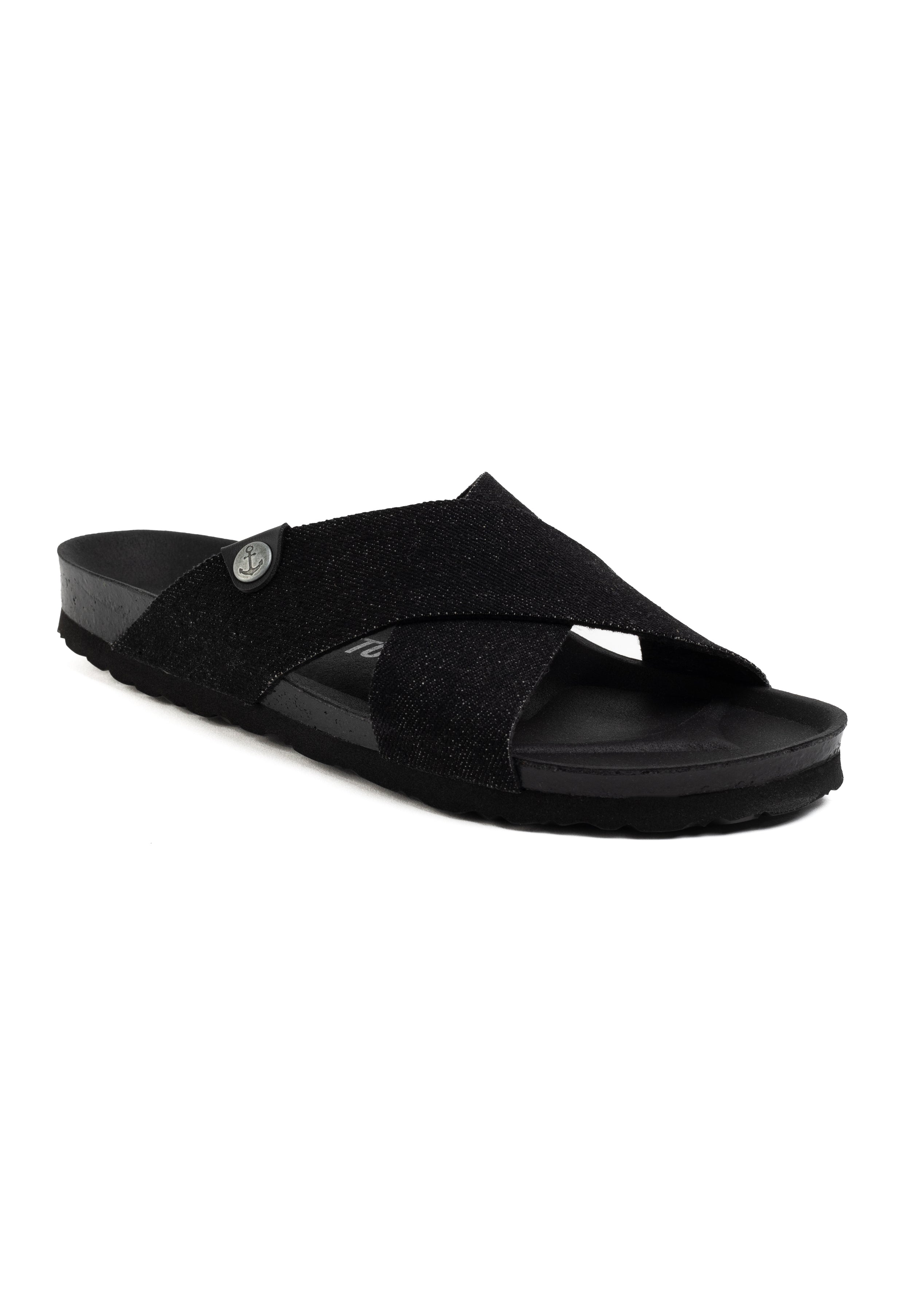 Sandalias Saxo De 2 Tiras Denim Negro