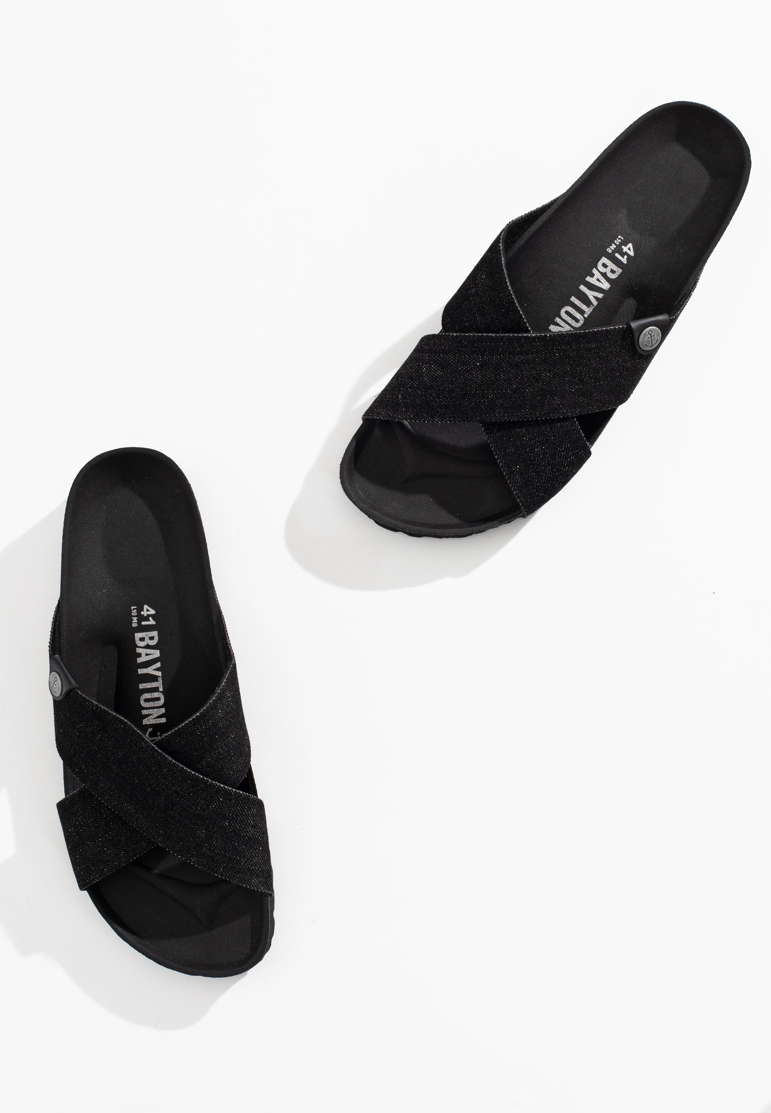 Saxo Black Denim 2 Strap Sandals