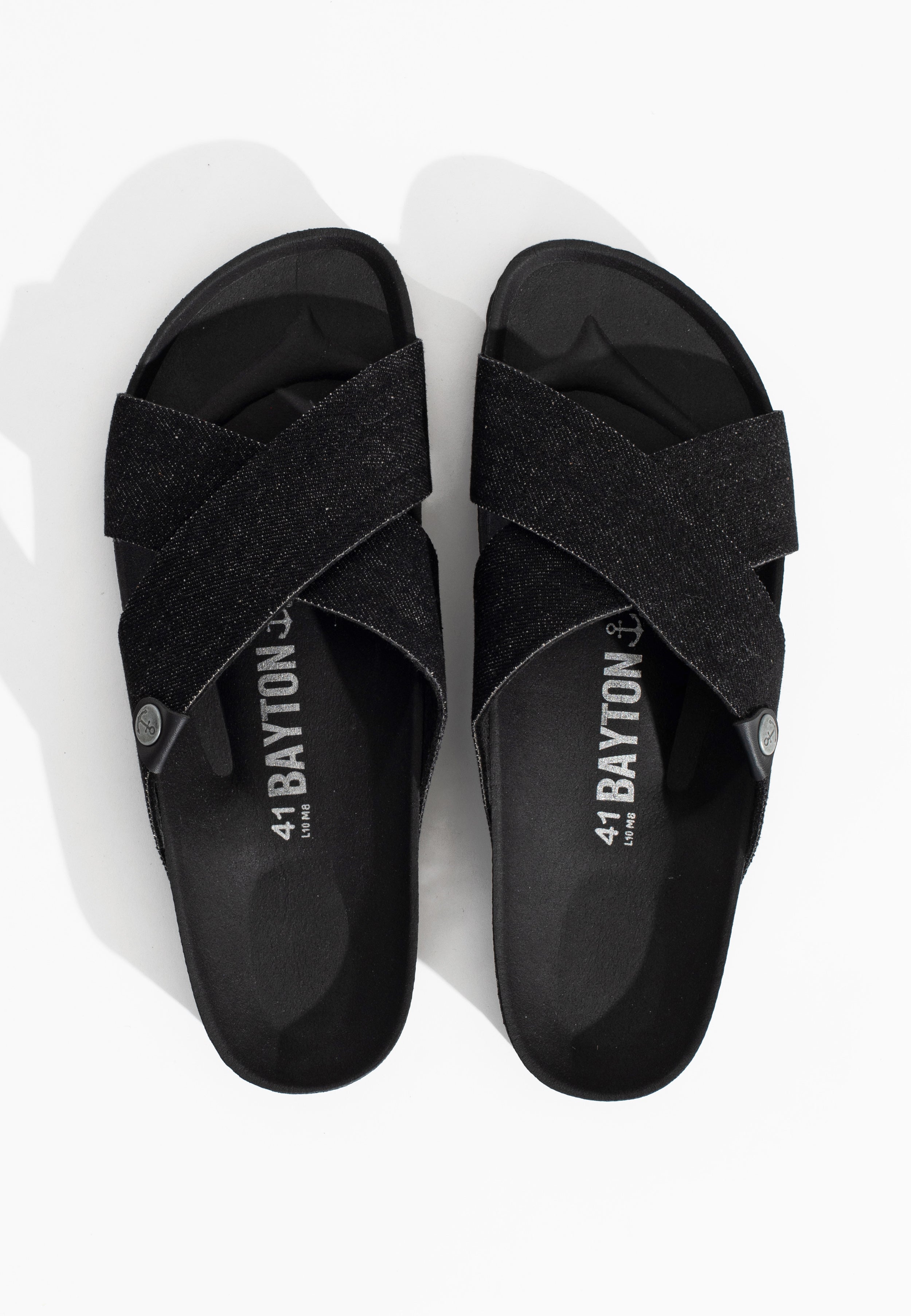 Sandalias Saxo De 2 Tiras Denim Negro