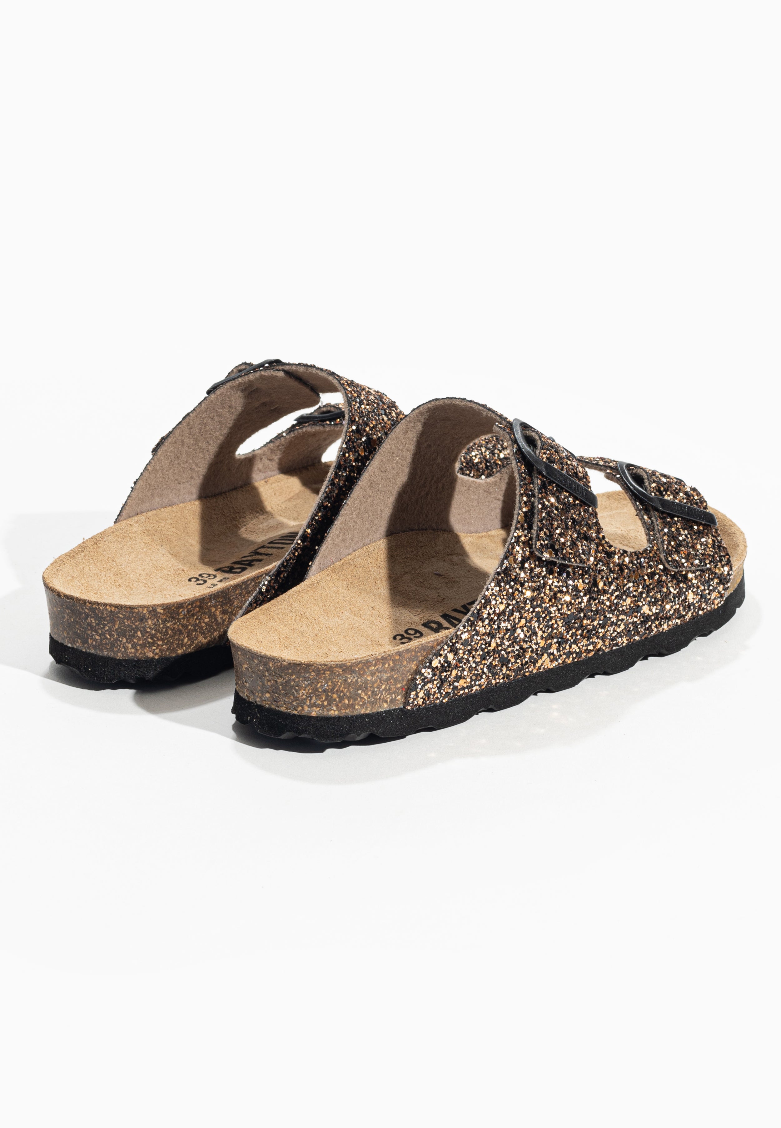 Tracy Bronze Glitter 2 Strap Sandals