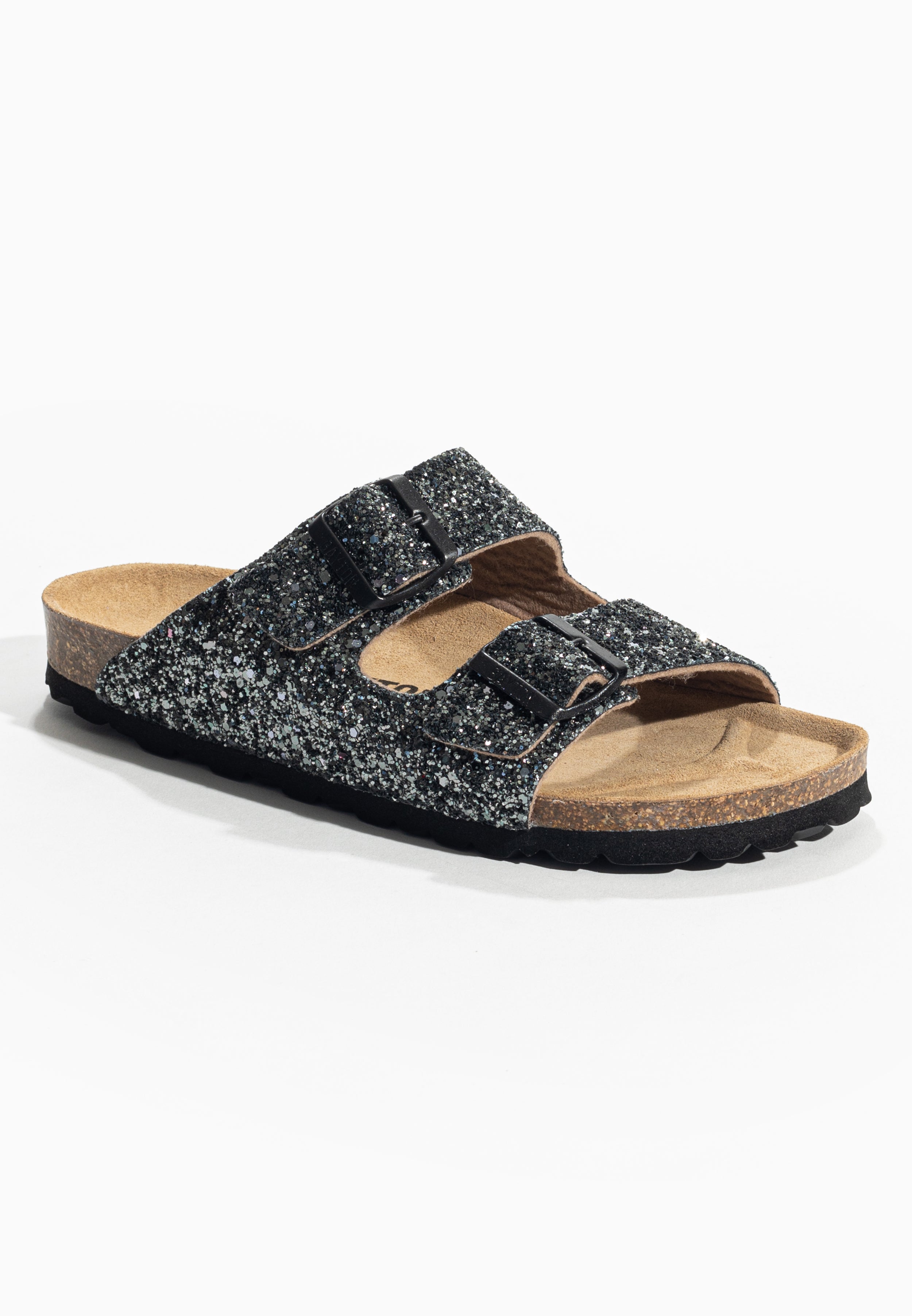 Tracy Anthracite Glitter 2 Strap Sandals