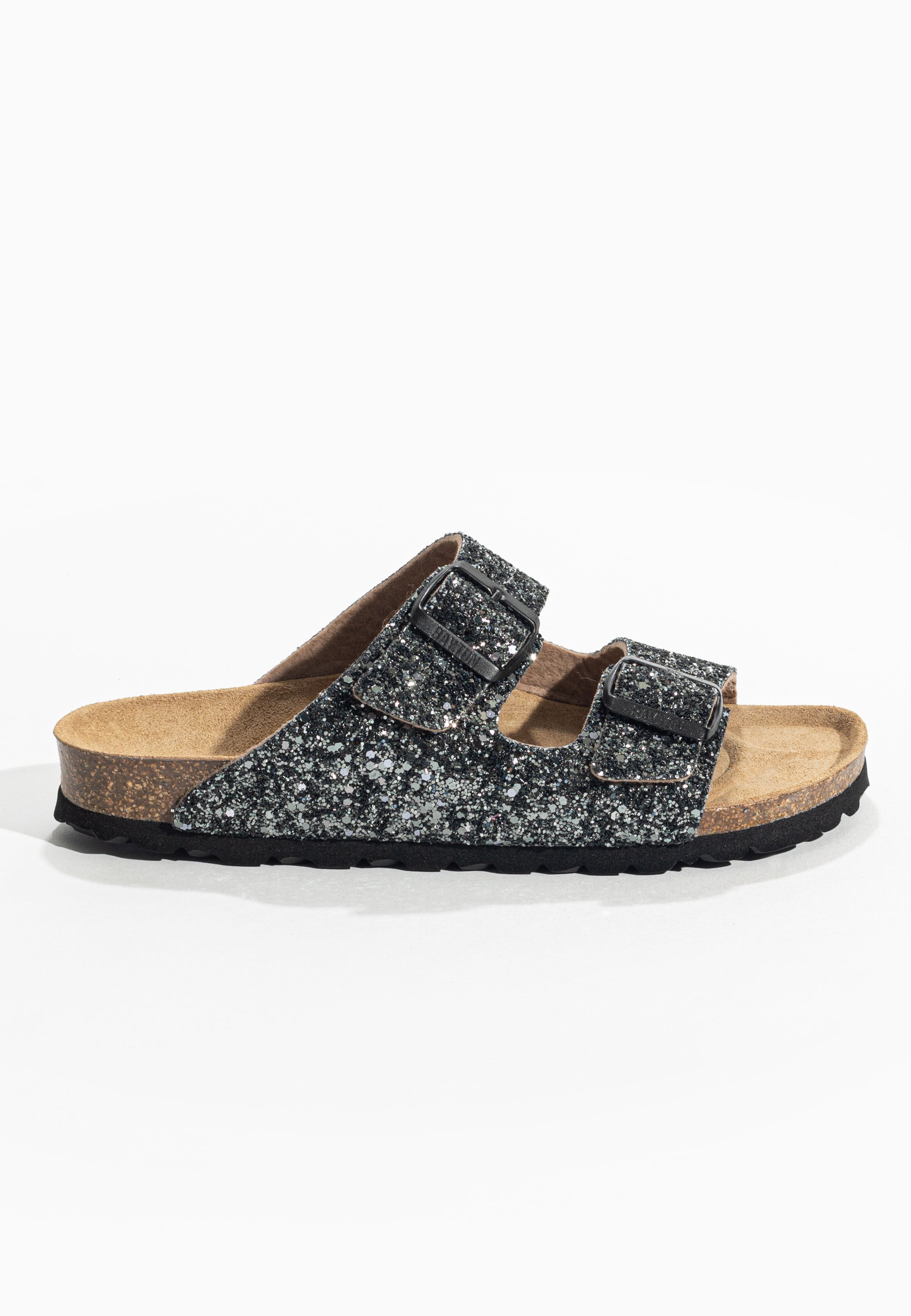 Tracy Anthracite Glitter 2 Strap Sandals