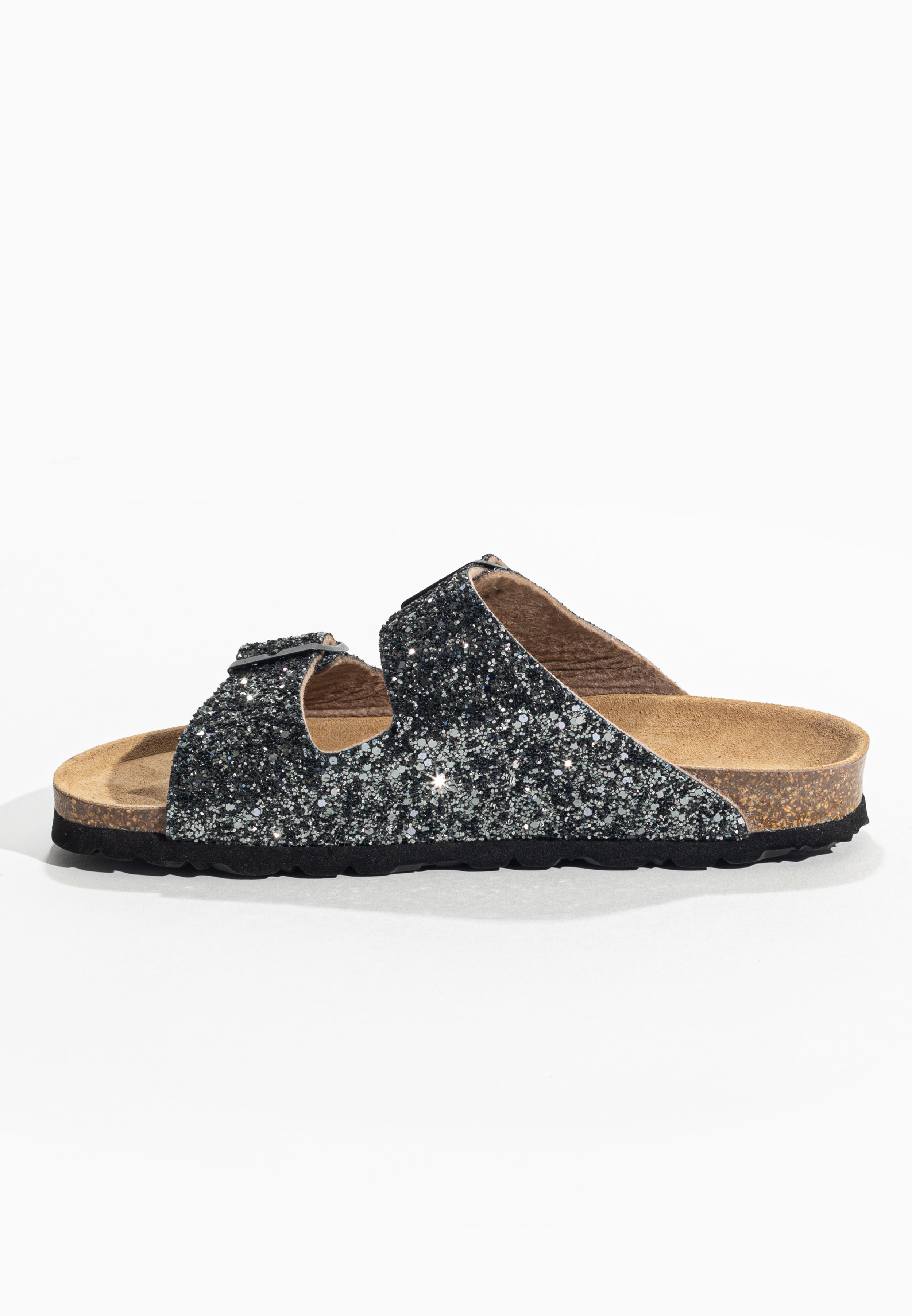 Tracy Anthracite Glitter 2 Strap Sandals