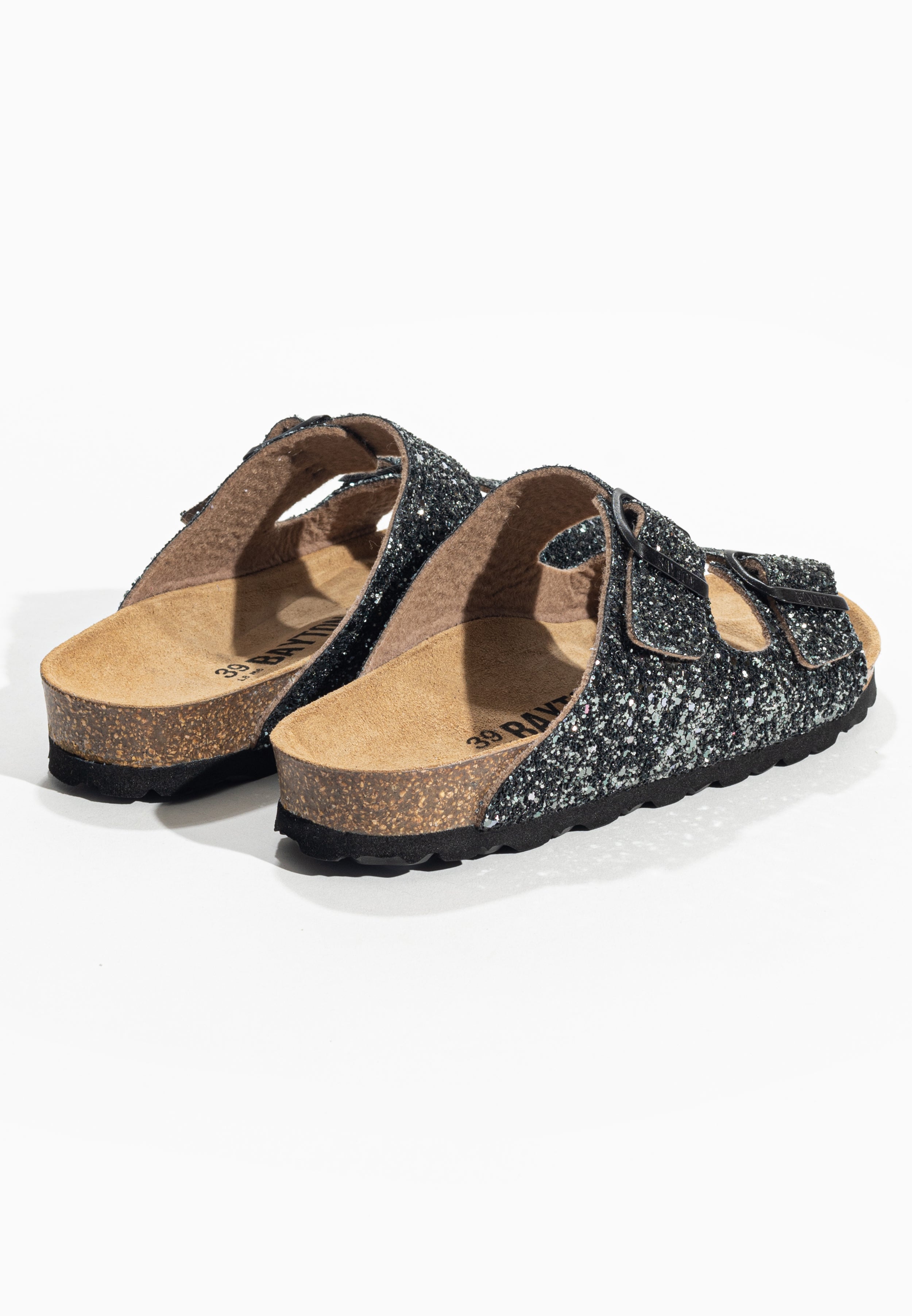 Tracy Anthracite Glitter 2 Strap Sandals