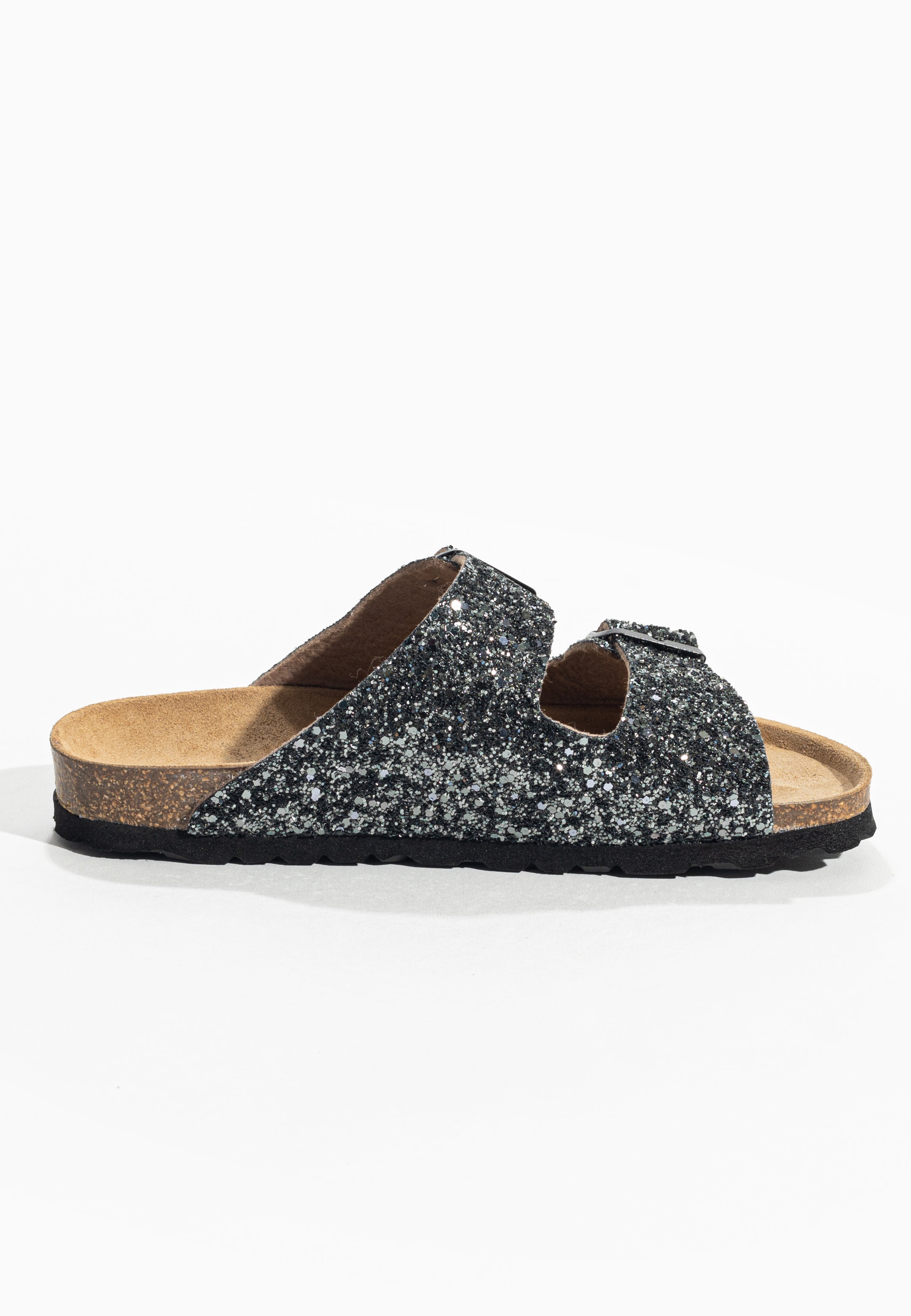 Tracy Anthracite Glitter 2 Strap Sandals