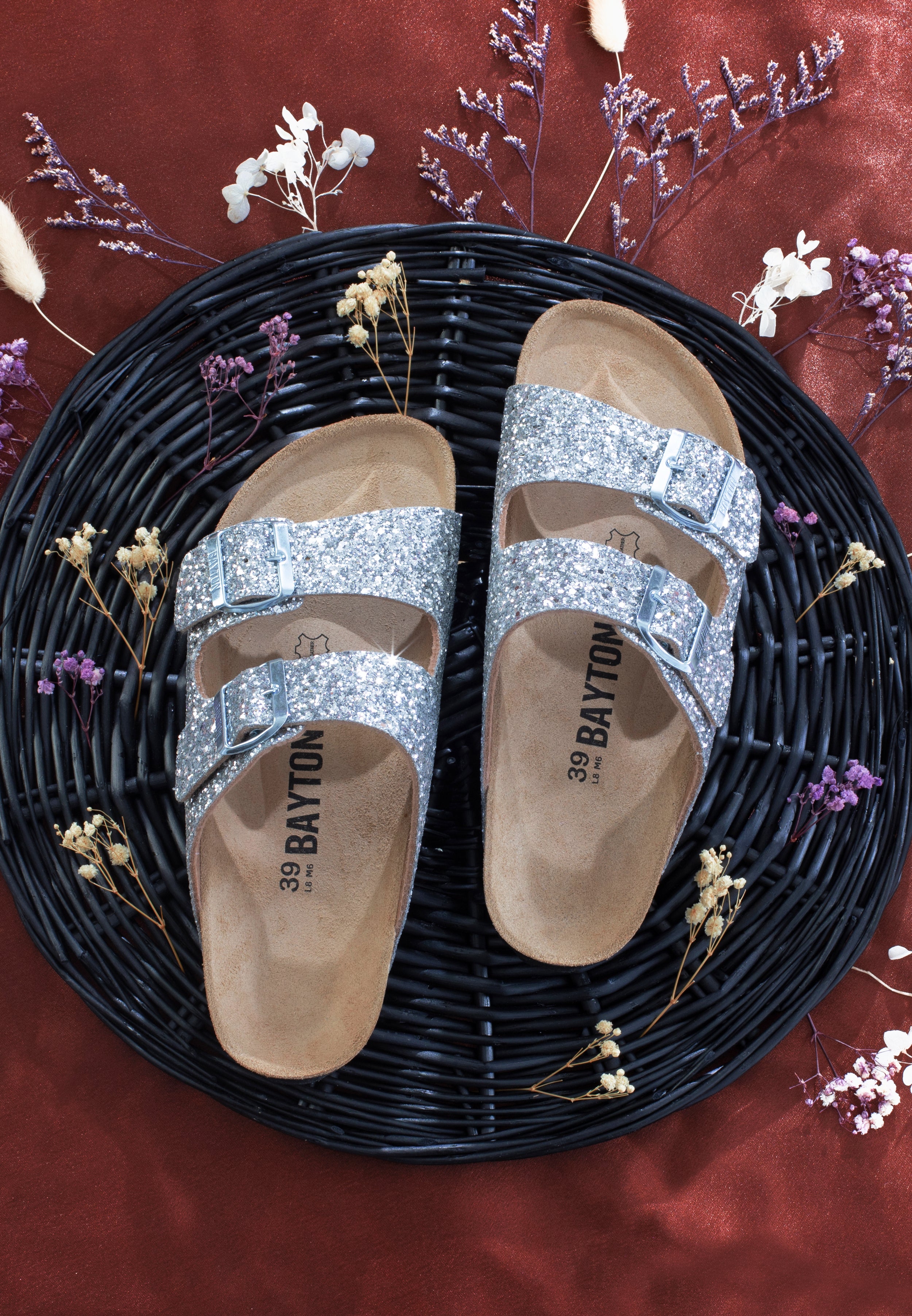 Tracy Silver Glitter 2 Strap Sandals