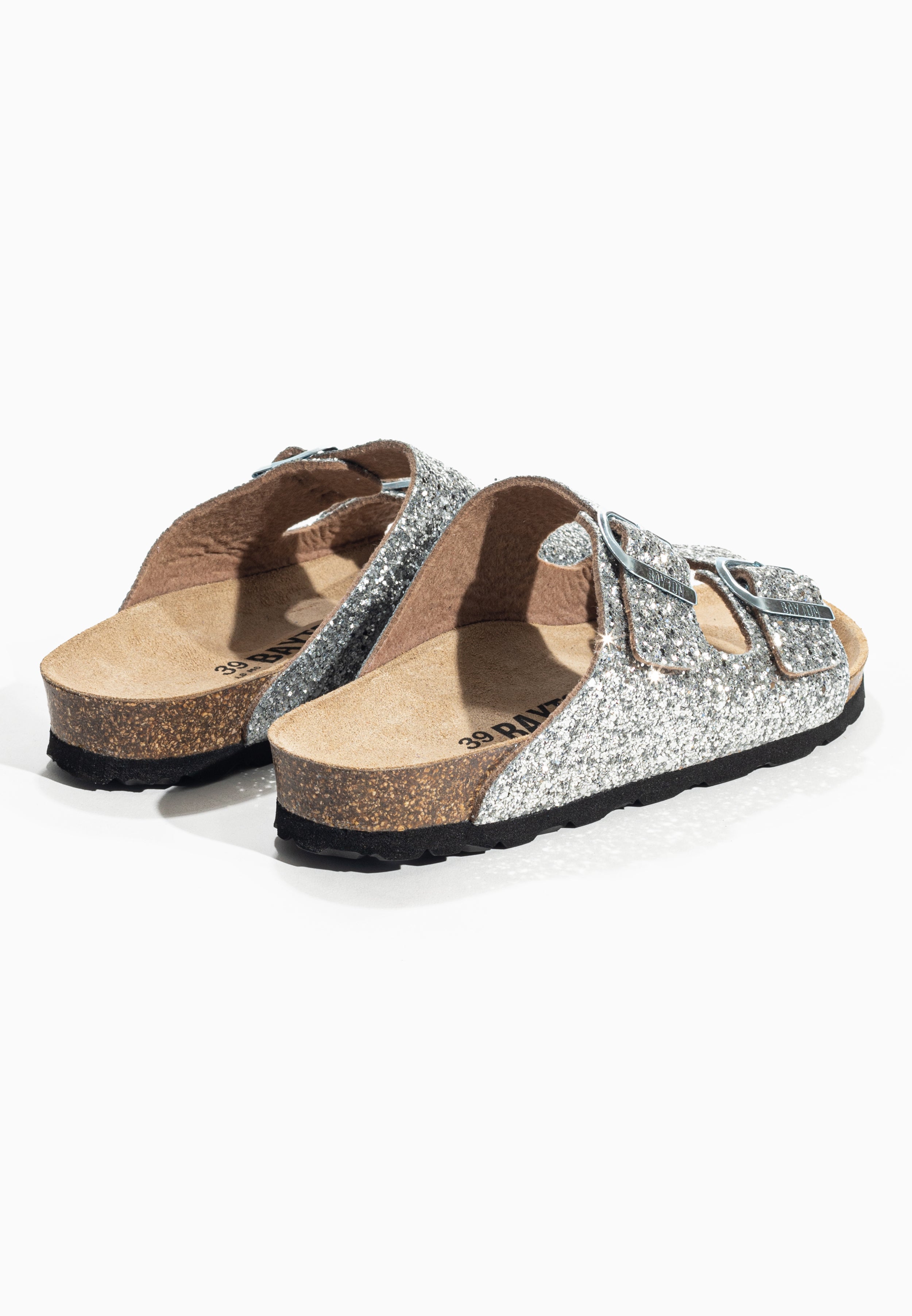 Tracy Silver Glitter 2 Strap Sandals