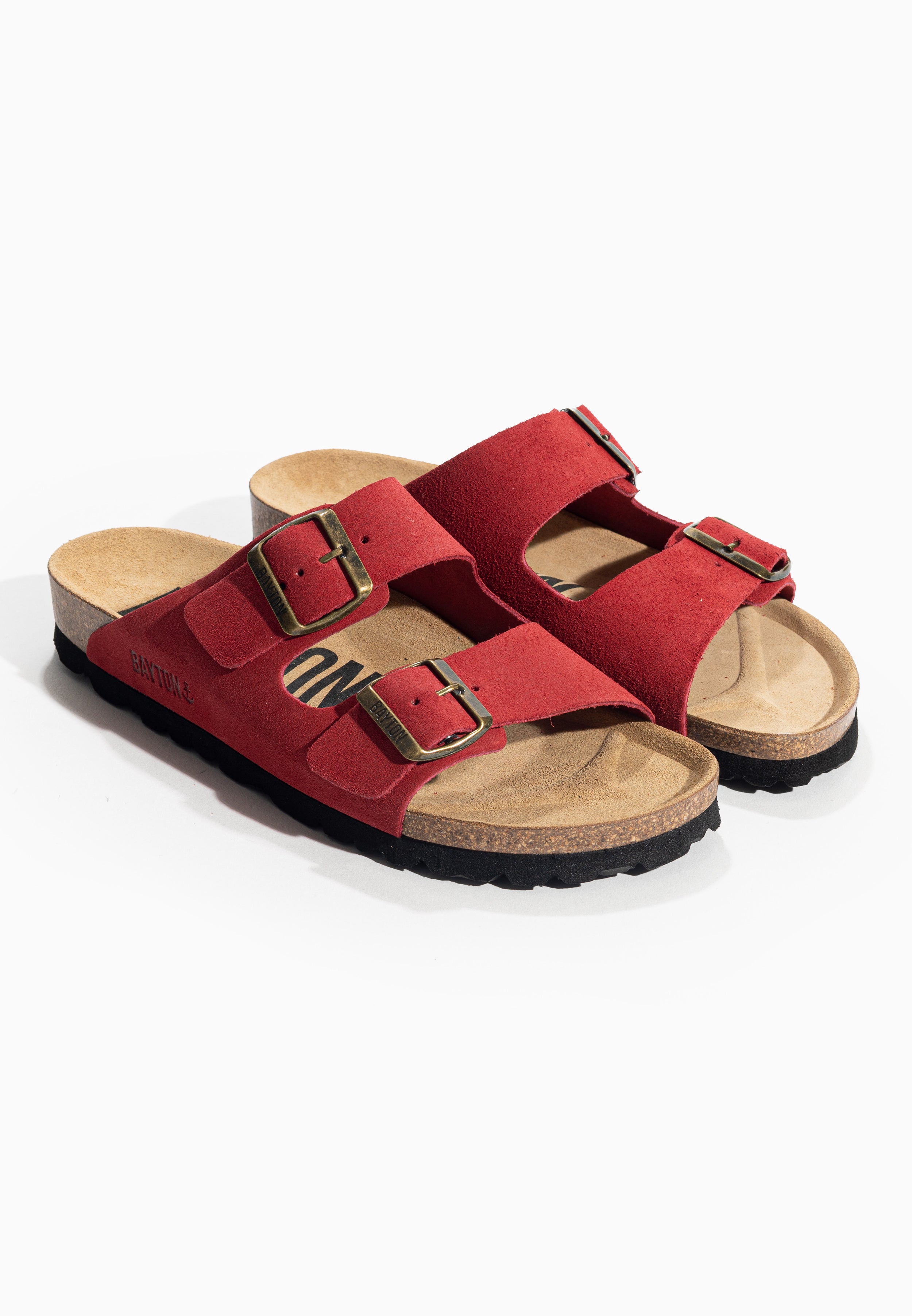 Atlas Red Suede Leather 2 Strap Sandals