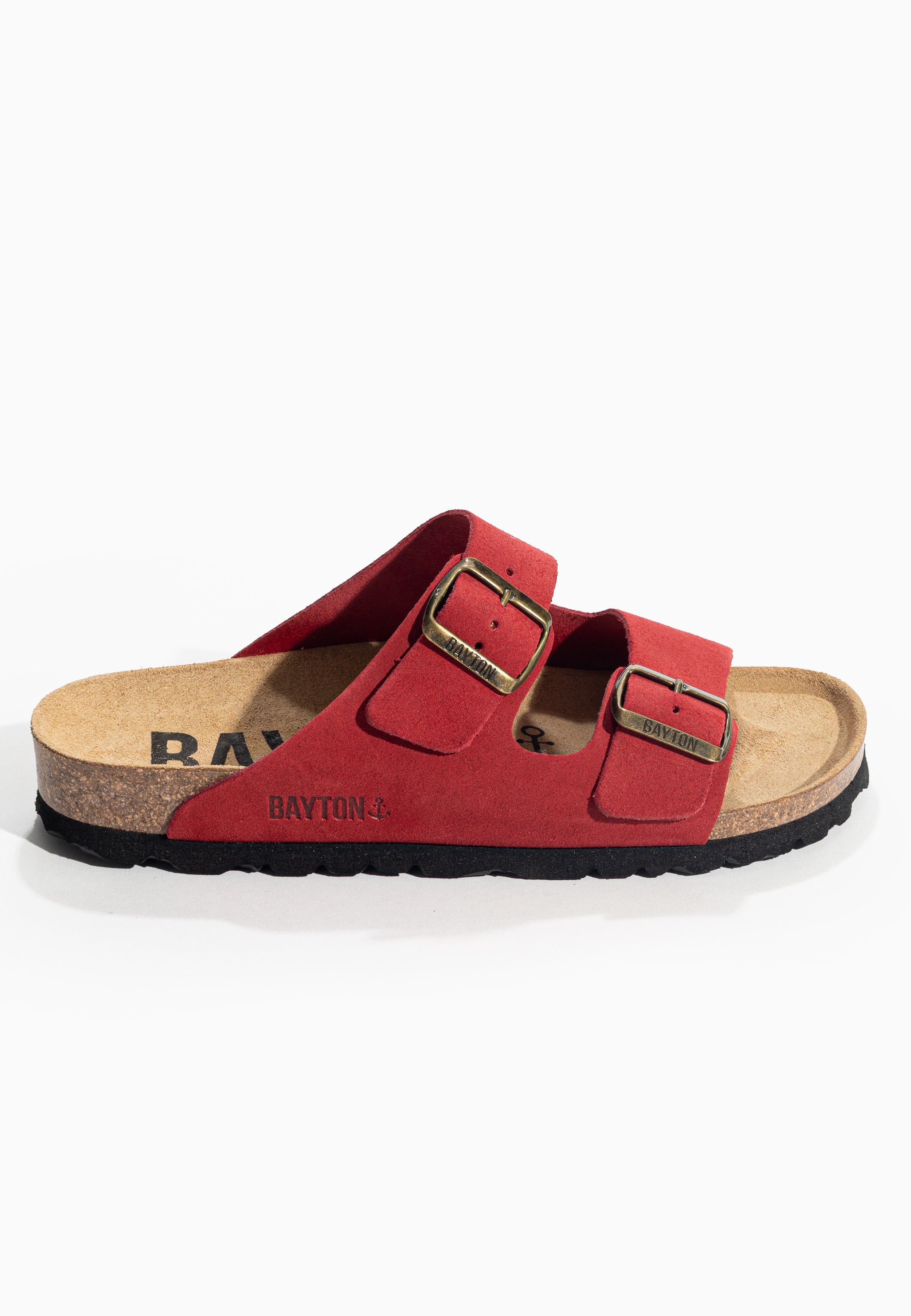 Atlas Red Suede Leather 2 Strap Sandals