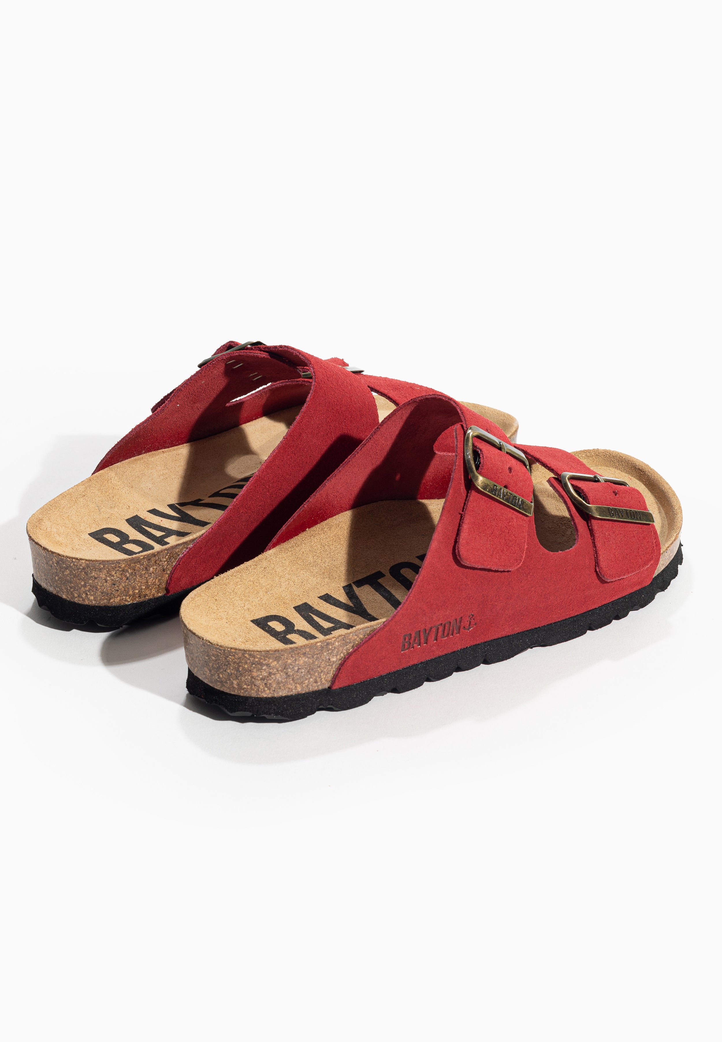 Atlas Red Suede Leather 2 Strap Sandals