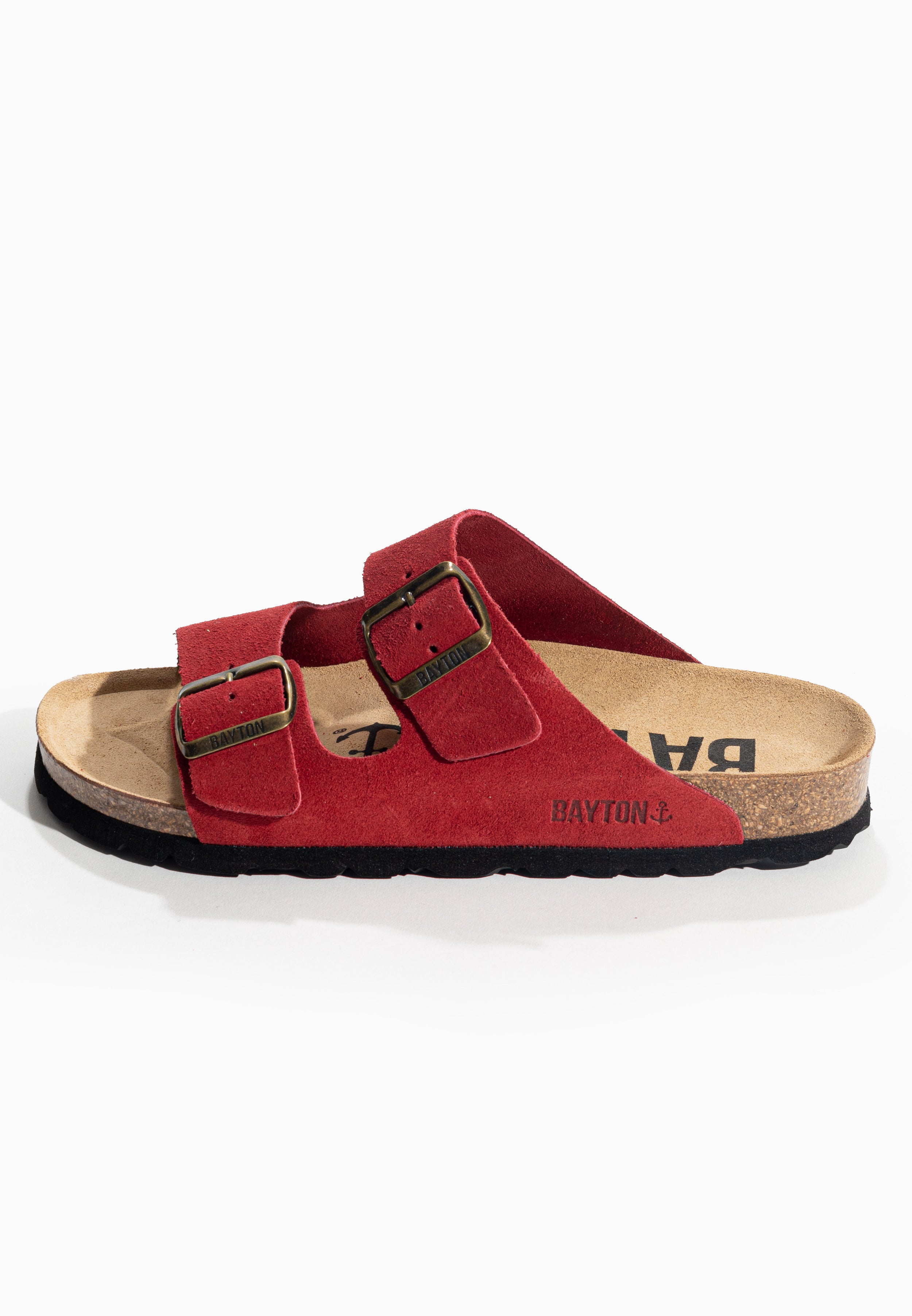 Atlas Red Suede Leather 2 Strap Sandals