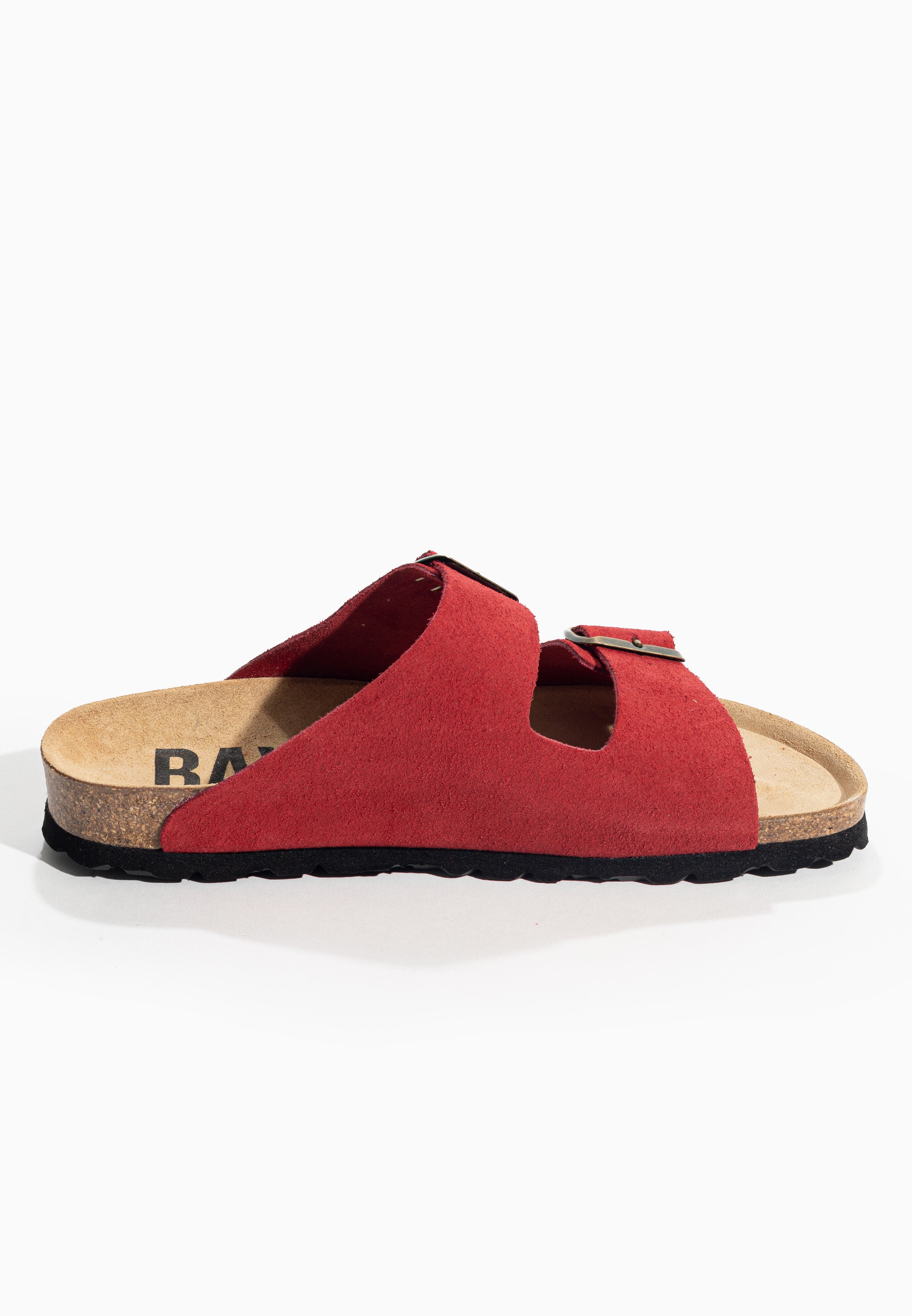 Atlas Red Suede Leather 2 Strap Sandals