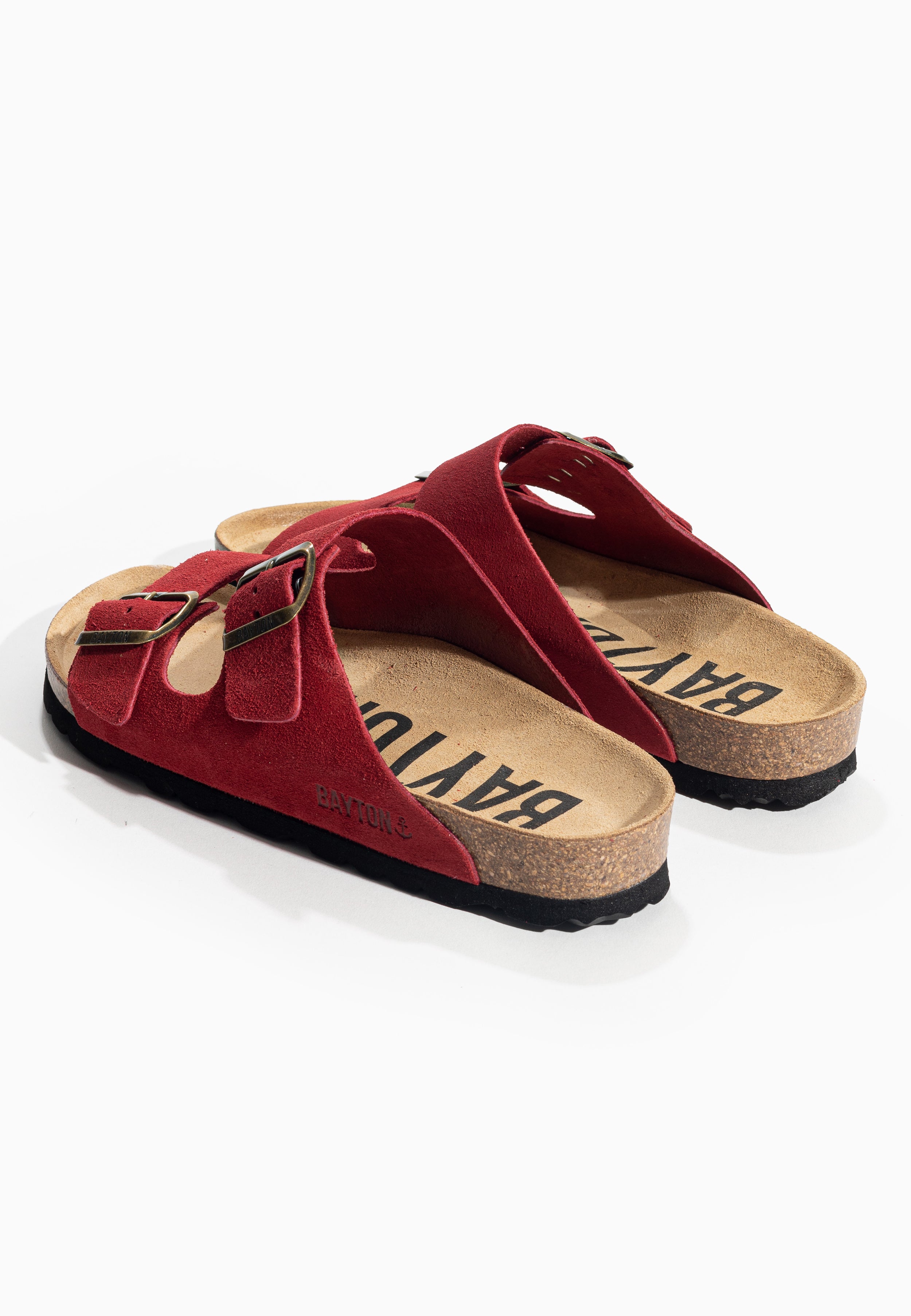 Atlas Red Suede Leather 2 Strap Sandals