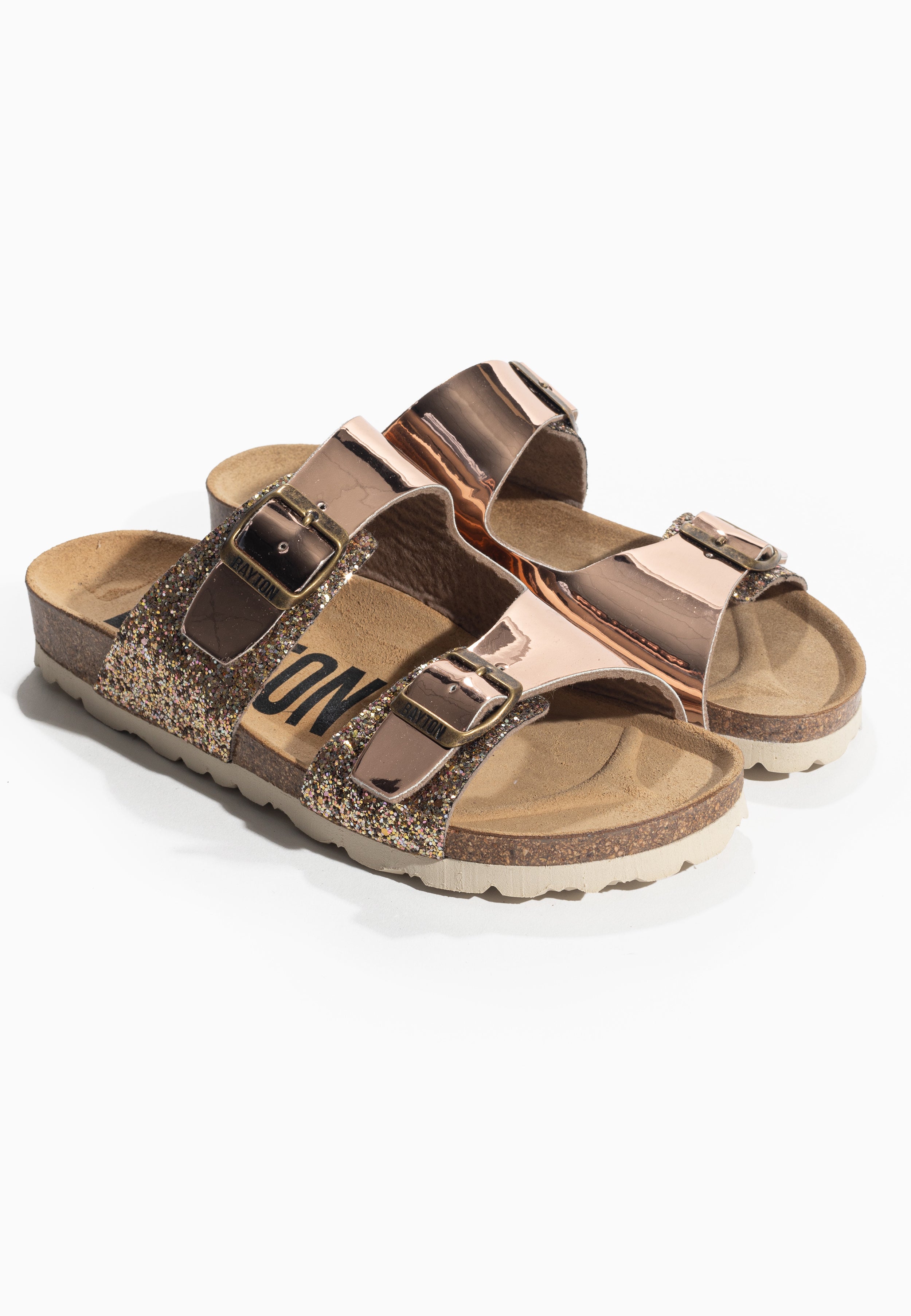 Ilithyie Rose gold and glitter 2-strap sandals