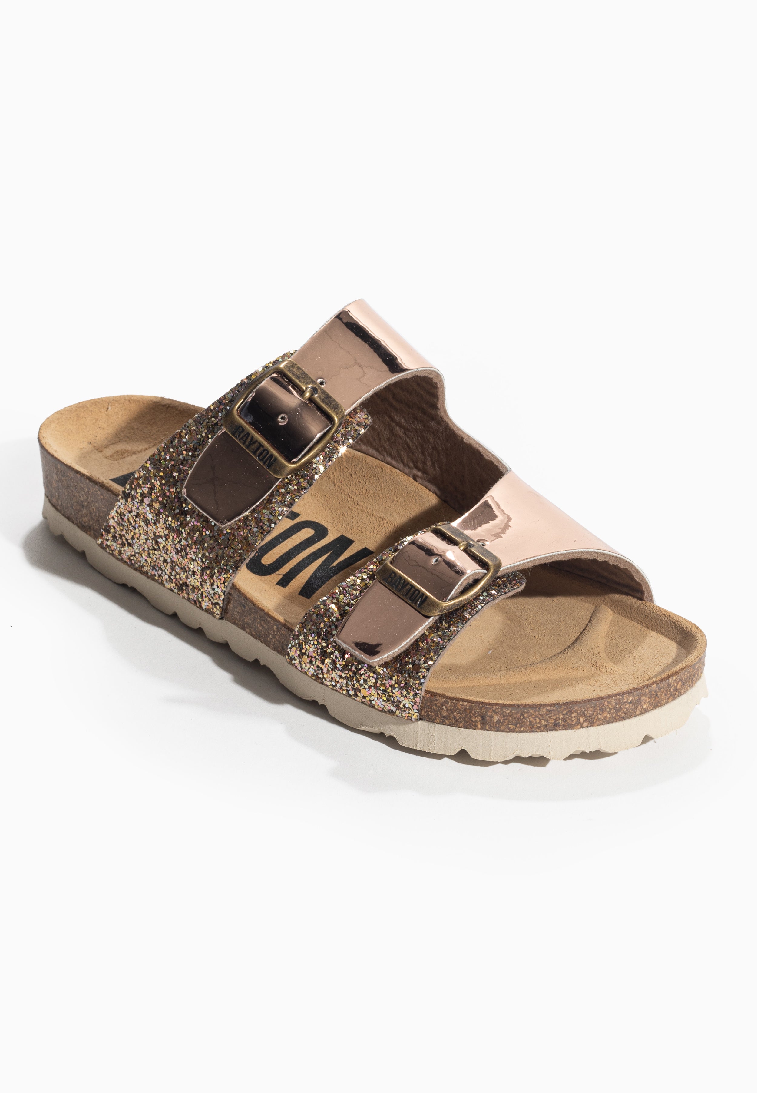 Ilithyie Rose gold and glitter 2-strap sandals