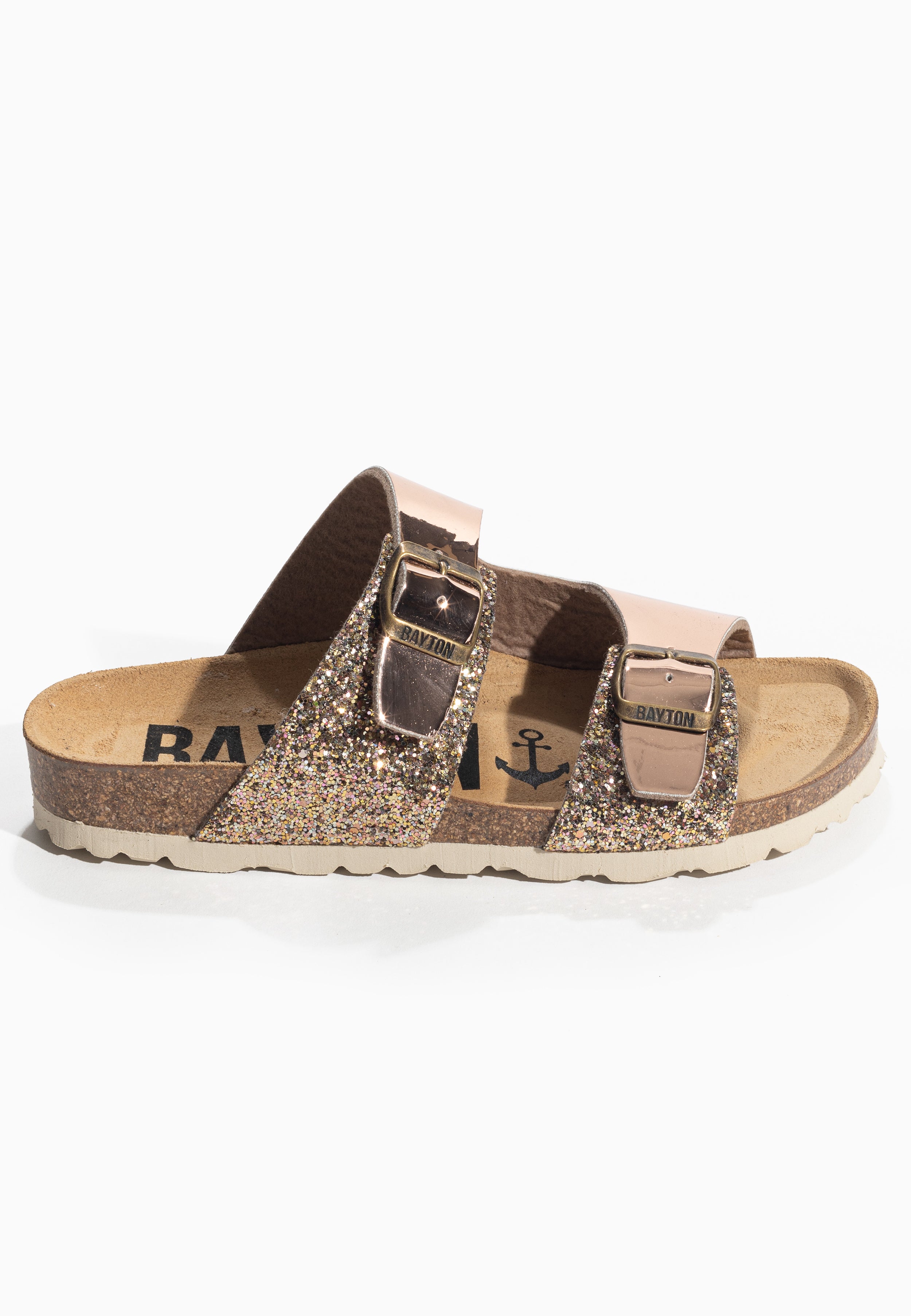 Ilithyie Rose gold and glitter 2-strap sandals