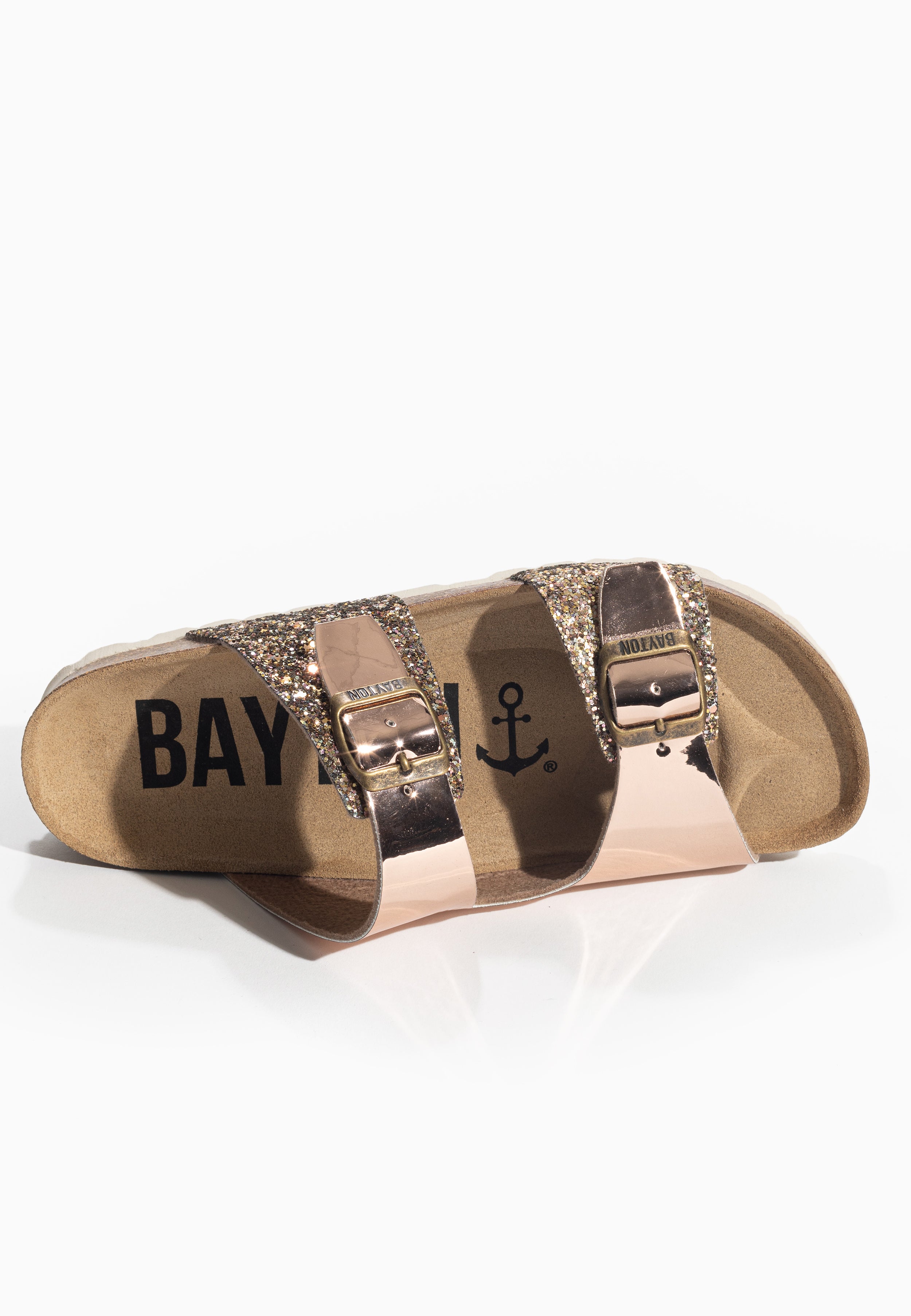 Ilithyie Rose gold and glitter 2-strap sandals