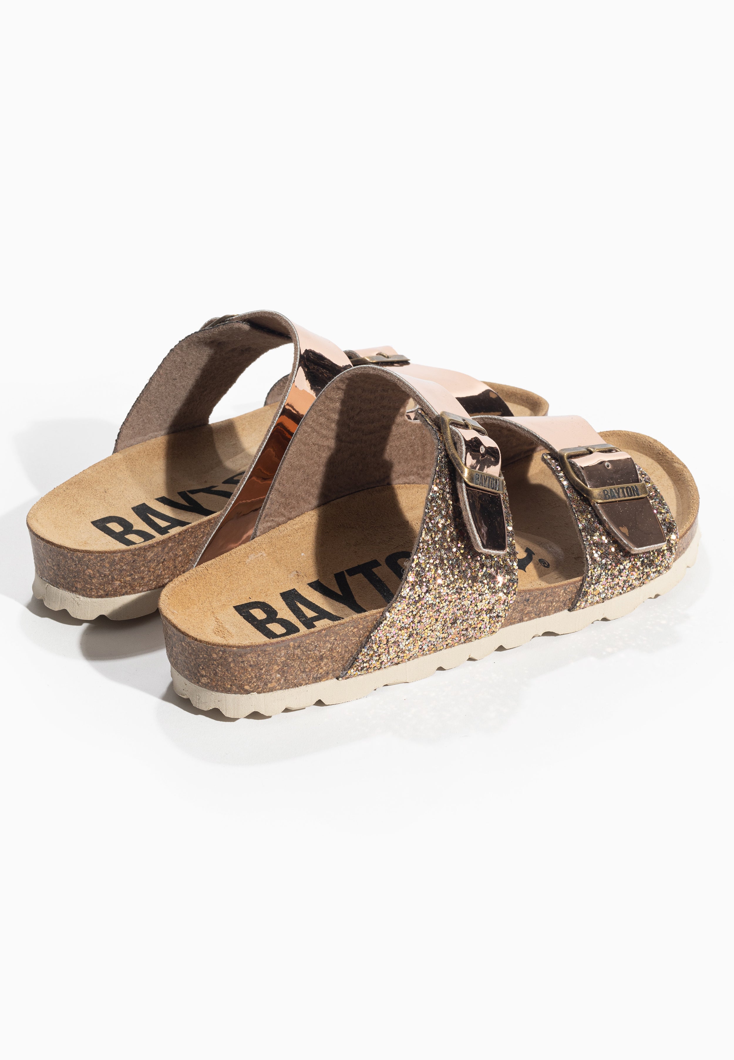 Ilithyie Rose gold and glitter 2-strap sandals