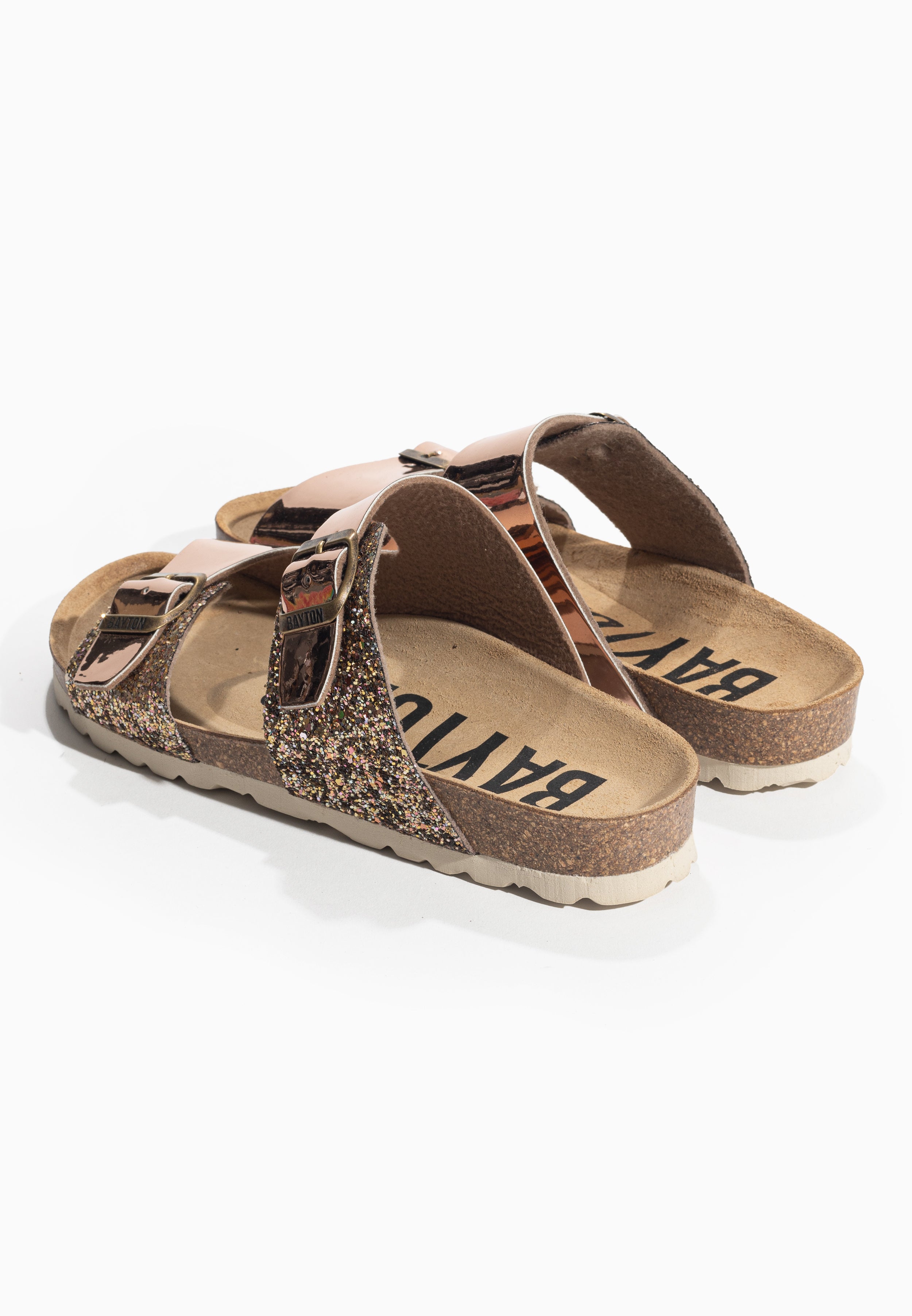 Ilithyie Rose gold and glitter 2-strap sandals