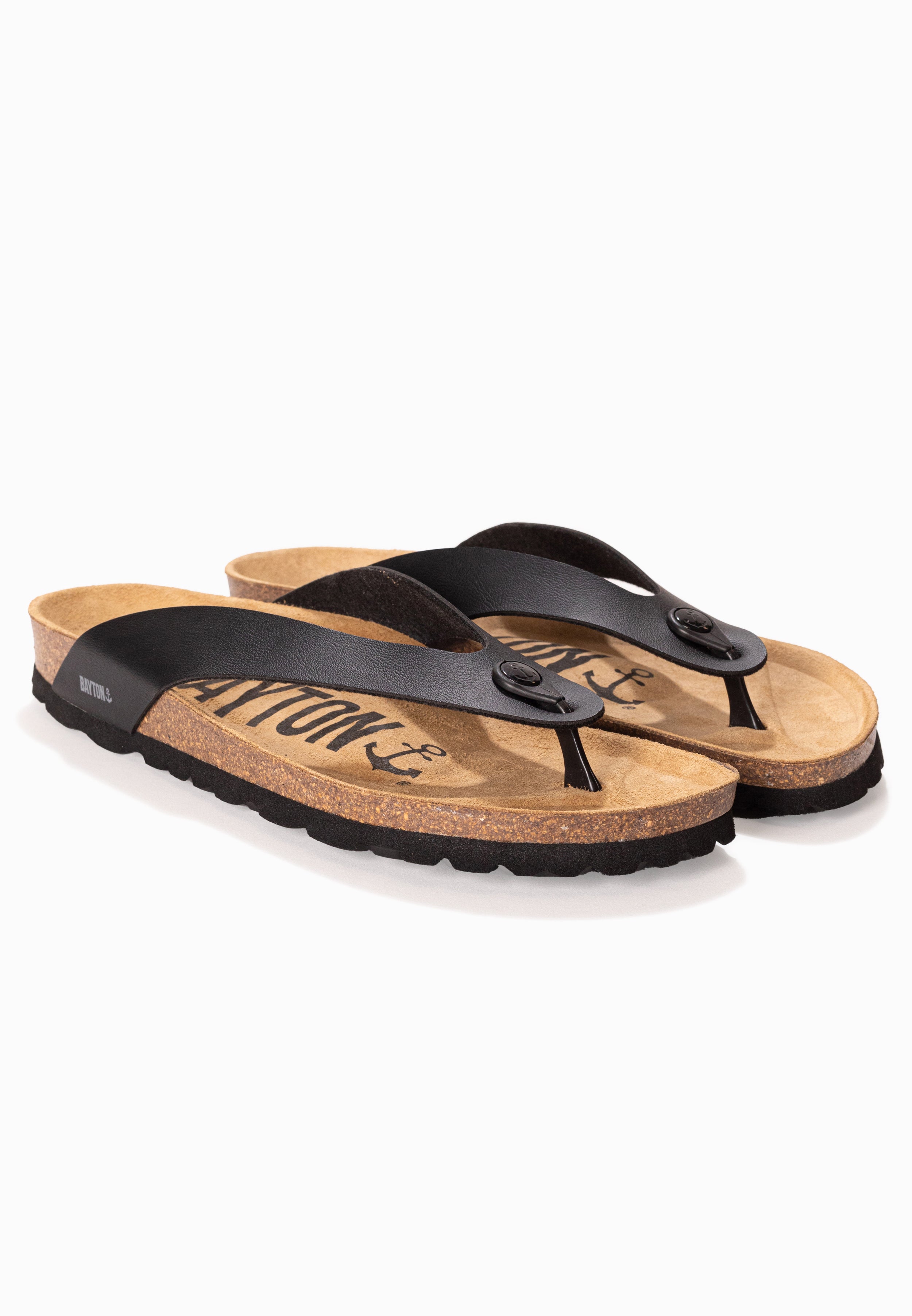 Lucca Black Toe-Thong Sandals