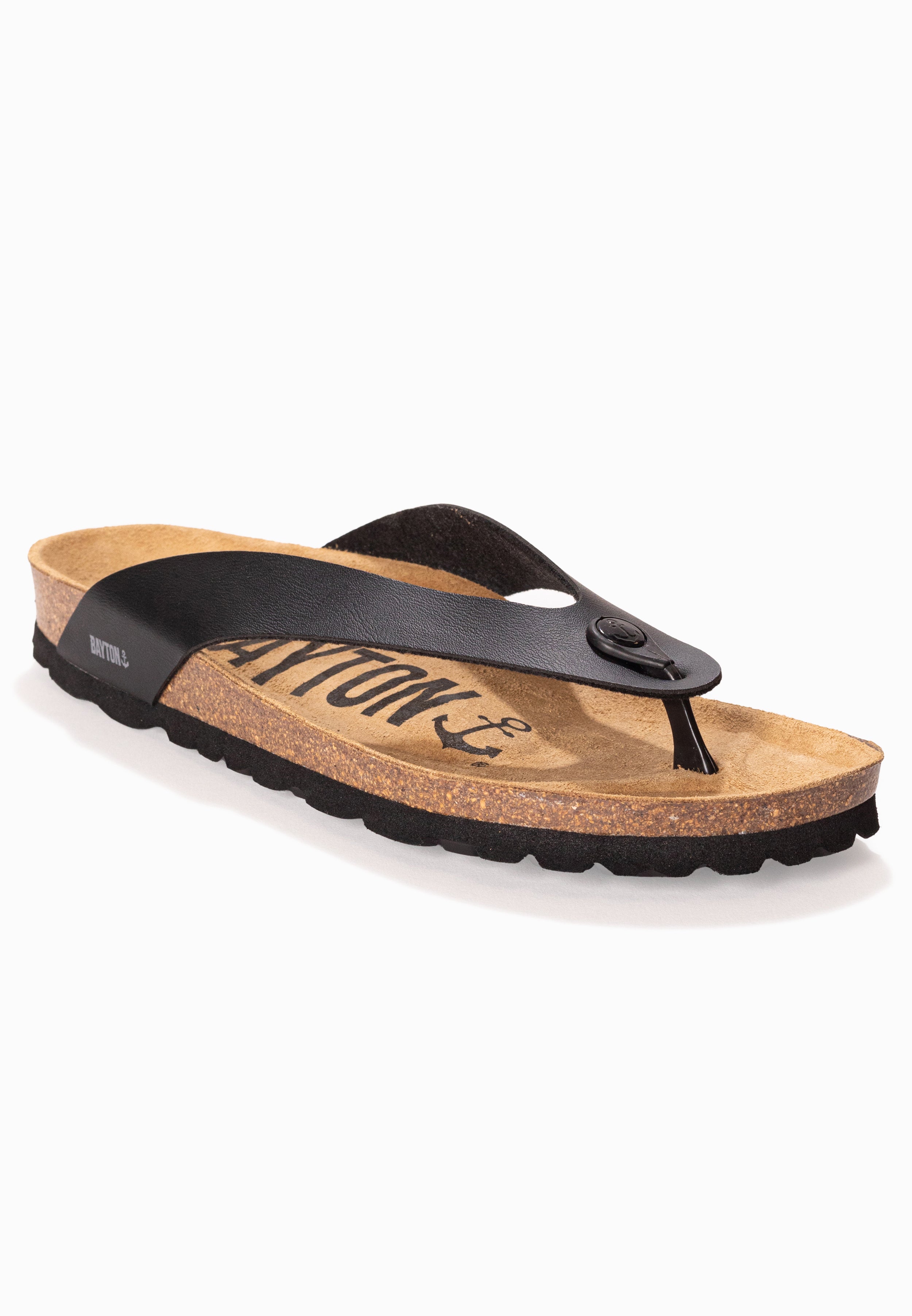 Lucca Black Toe-Thong Sandals