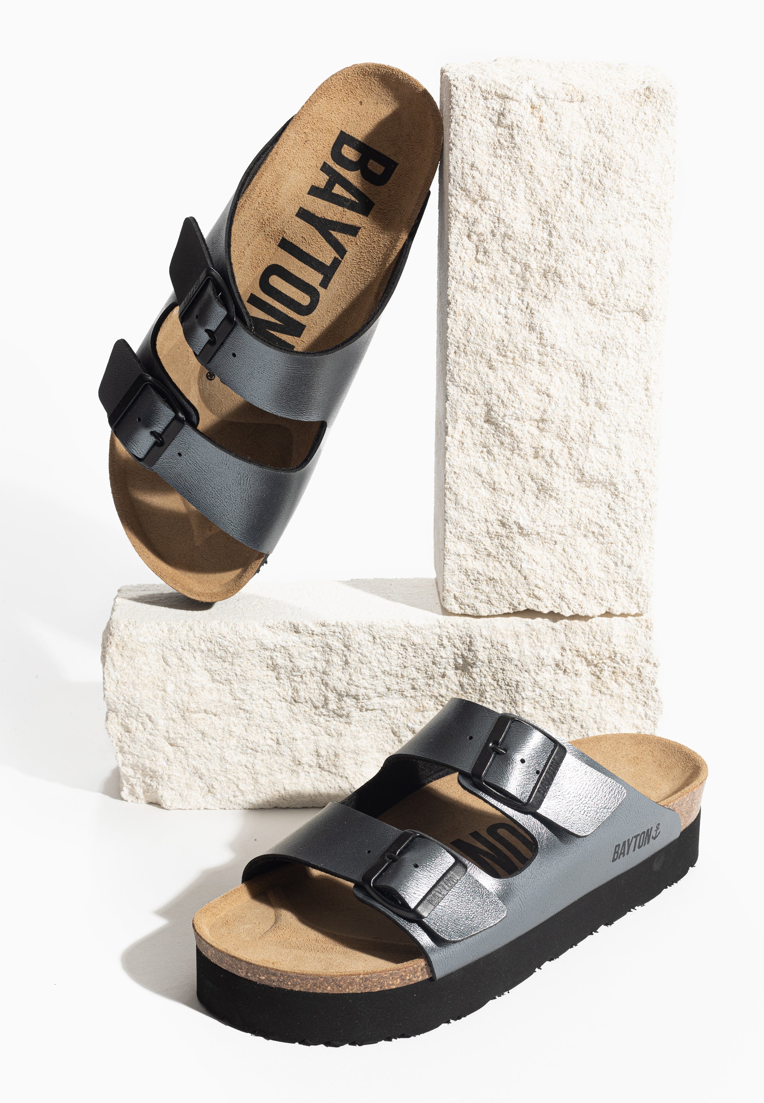 Japet Pewter Platform Sandals