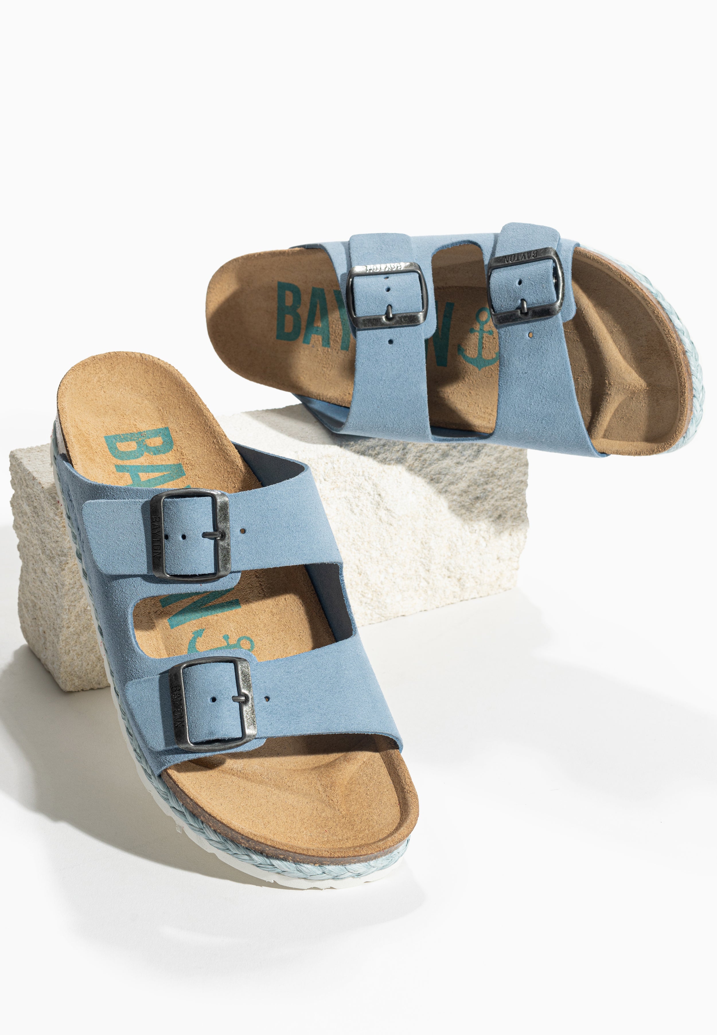 Benalla 2 Straps Sandals in Sky Blue Suede Leather