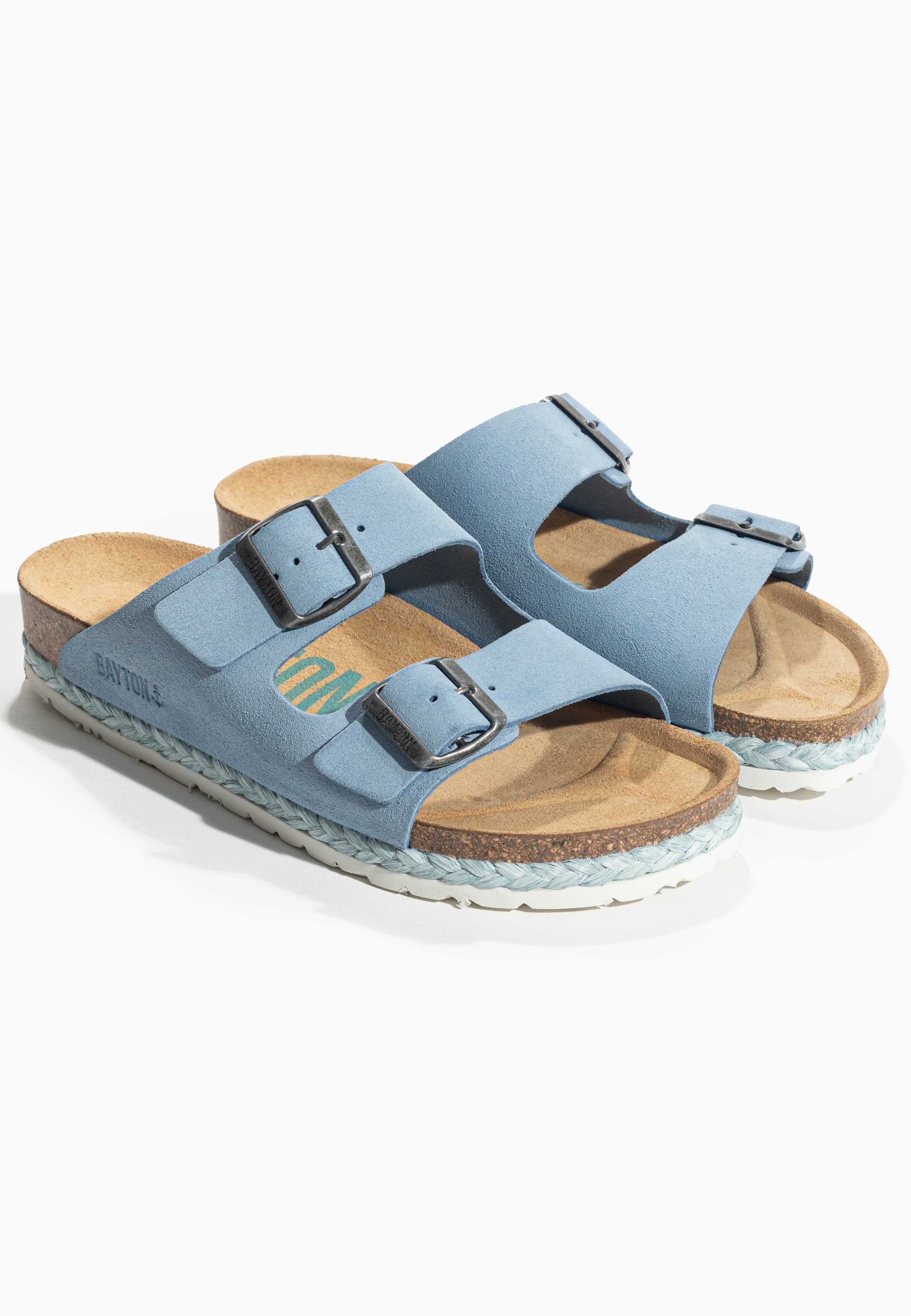 Benalla 2 Straps Sandals in Sky Blue Suede Leather