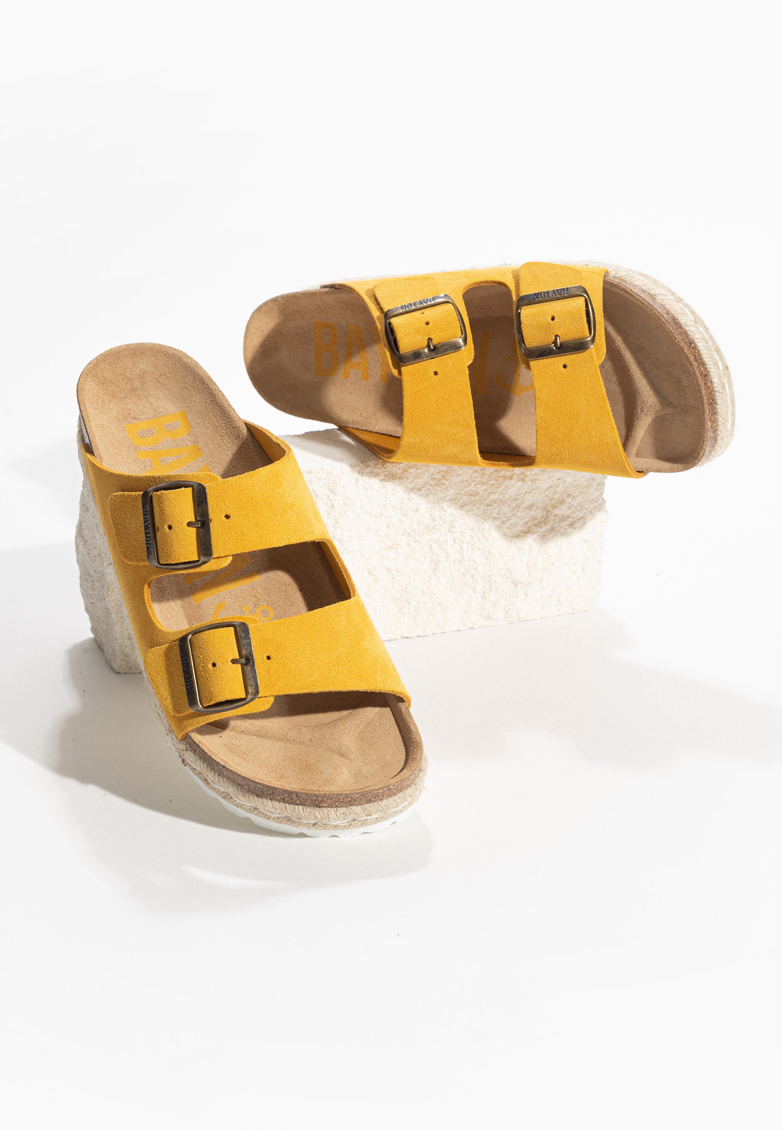 Alcee Yellow Suede Leather Platform Sandals