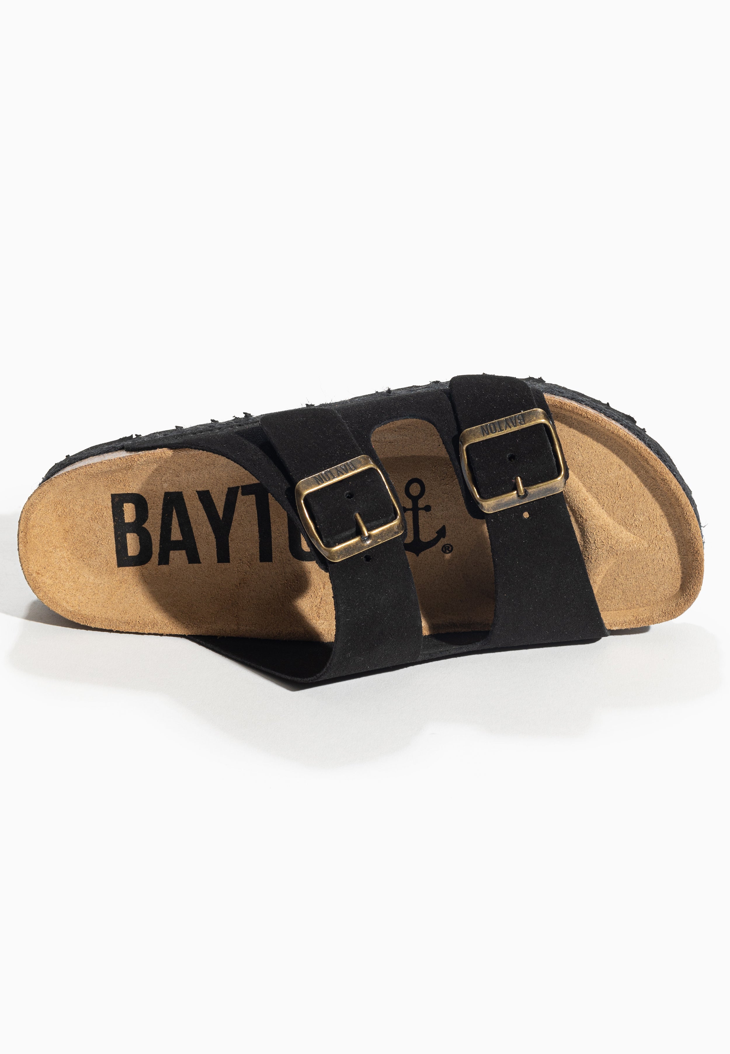 Benalla Black Suede Leather 2 Strap Sandals