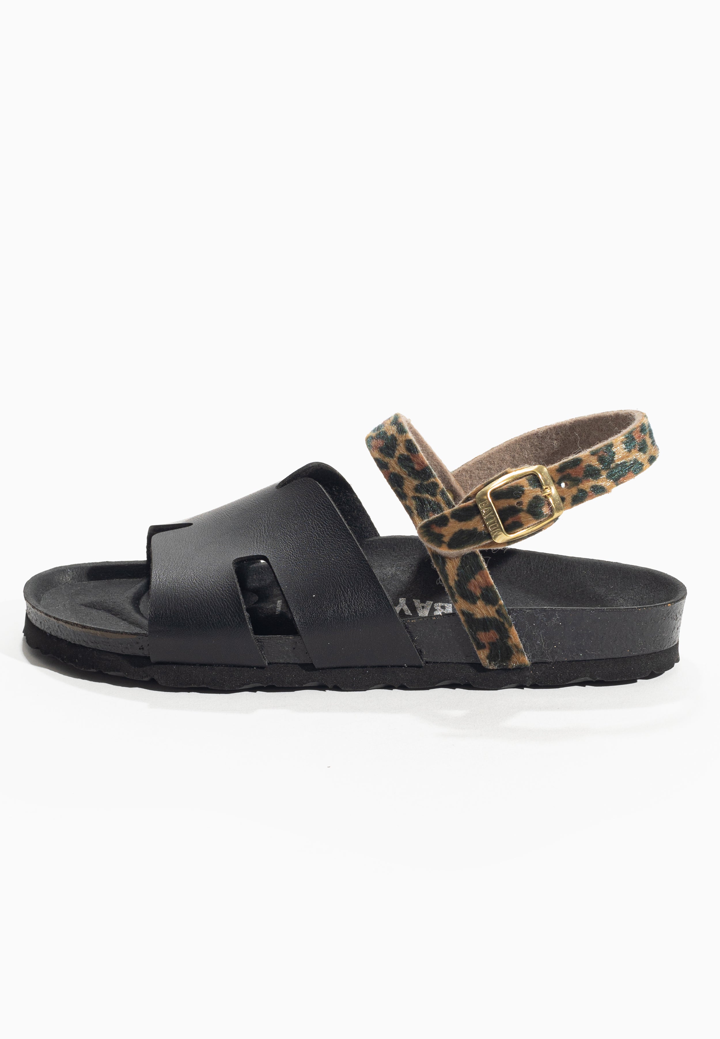 Warhol Black and Leopard Multi-Strap Sandals